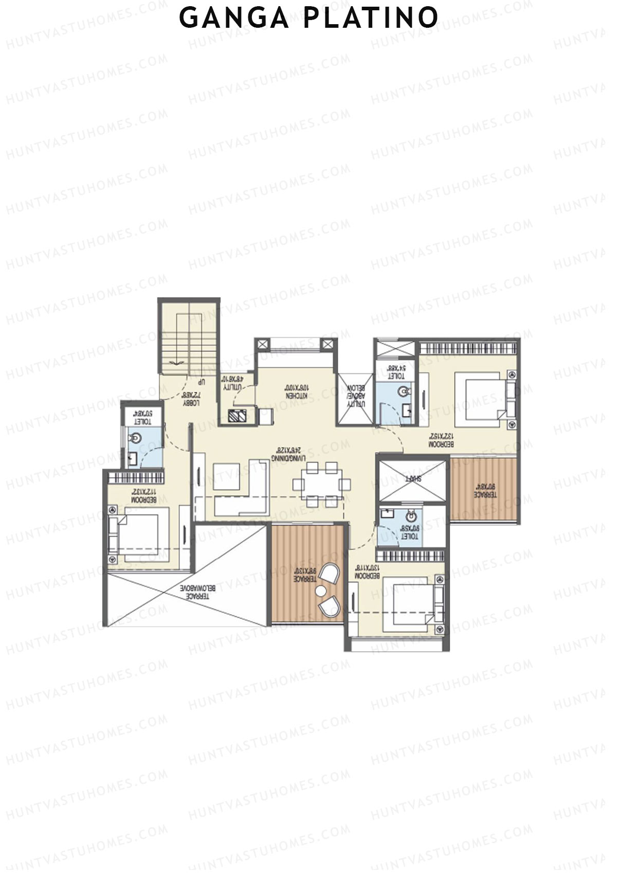 Ganga Platino Tower T Unit 3 (Penthouse) Floor Plan