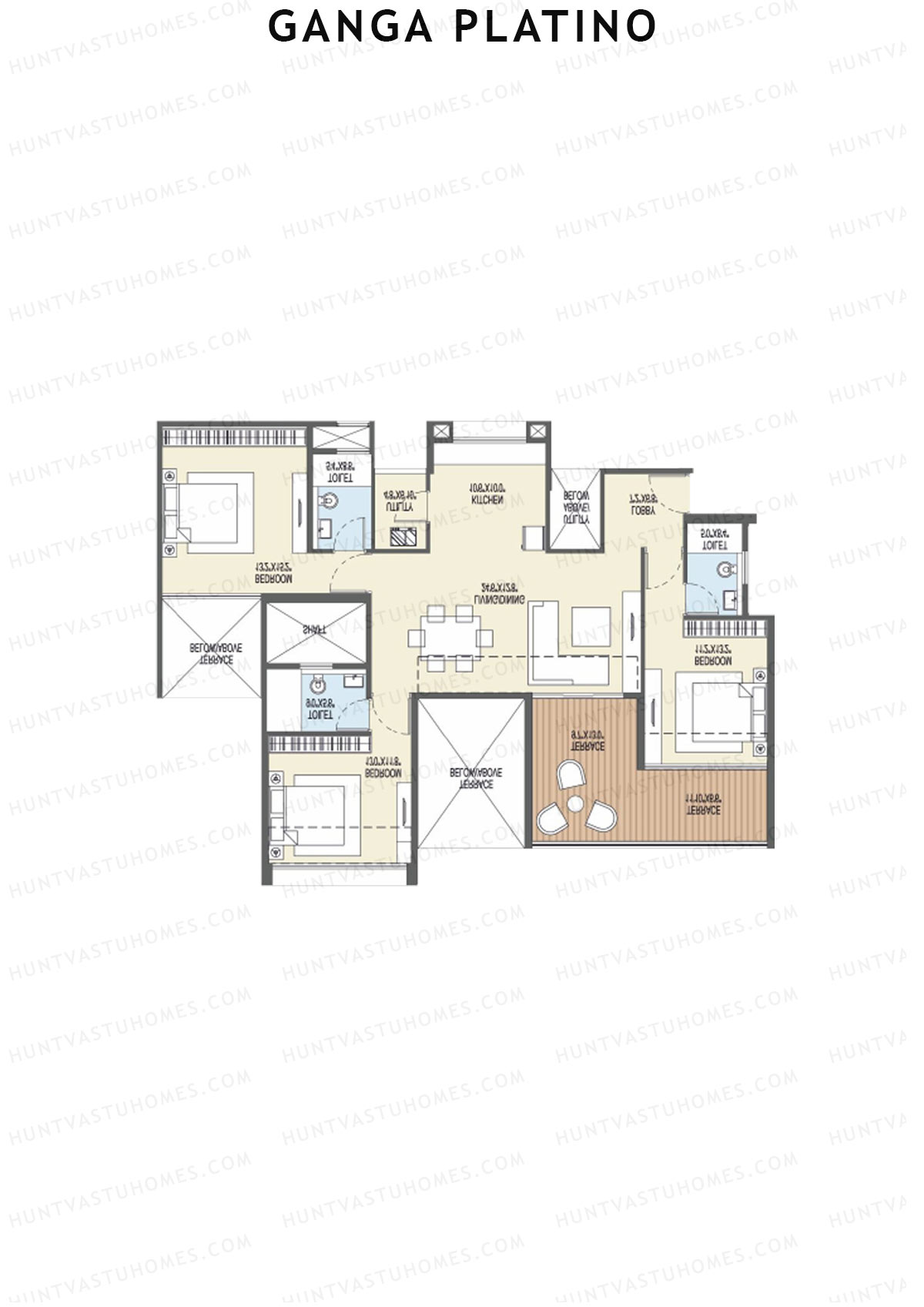 Ganga Platino Tower T Unit 4 Floor Plan