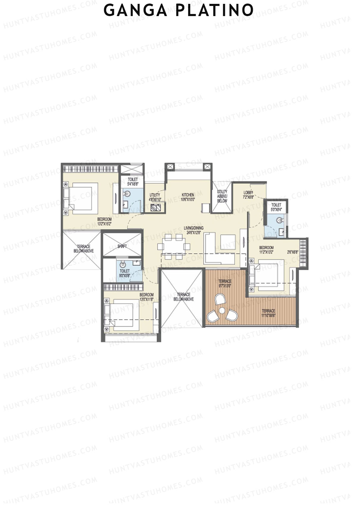 Ganga Platino Tower T Unit 4 Floor Plan