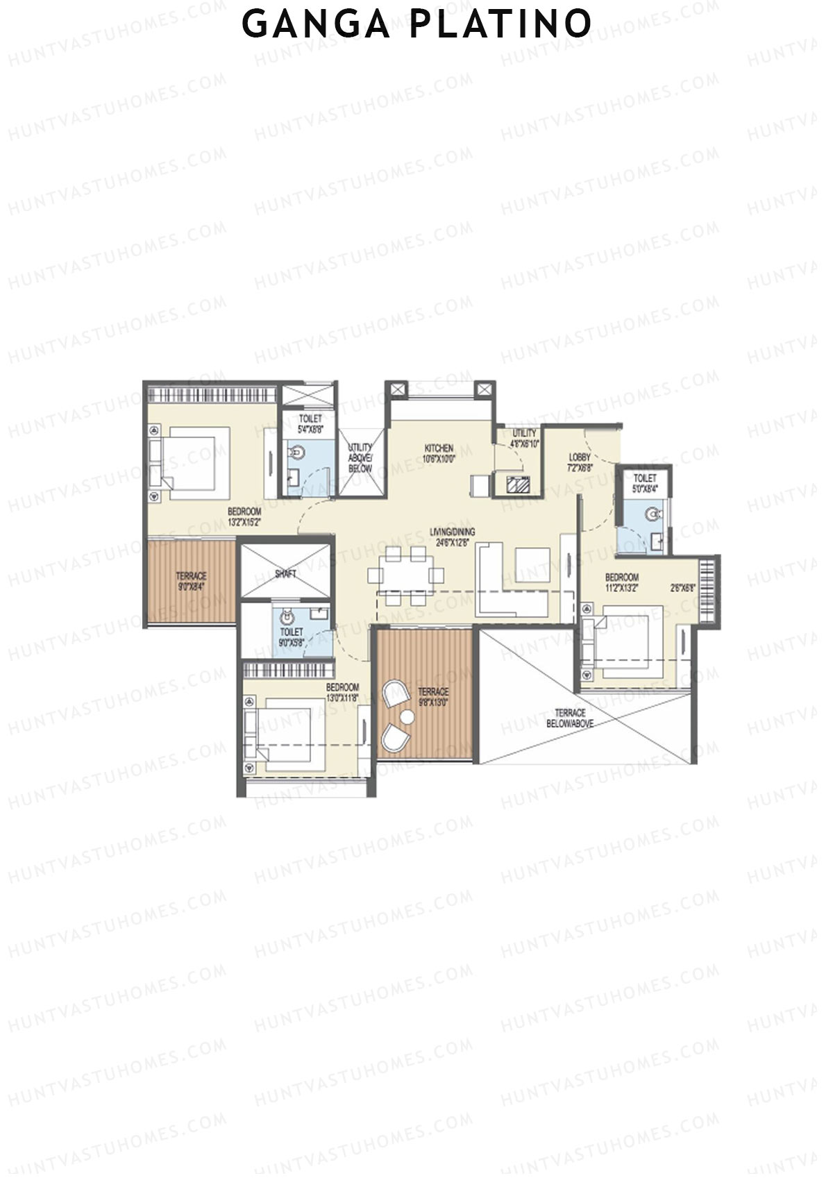 Ganga Platino Tower T Unit 4 Floor Plan
