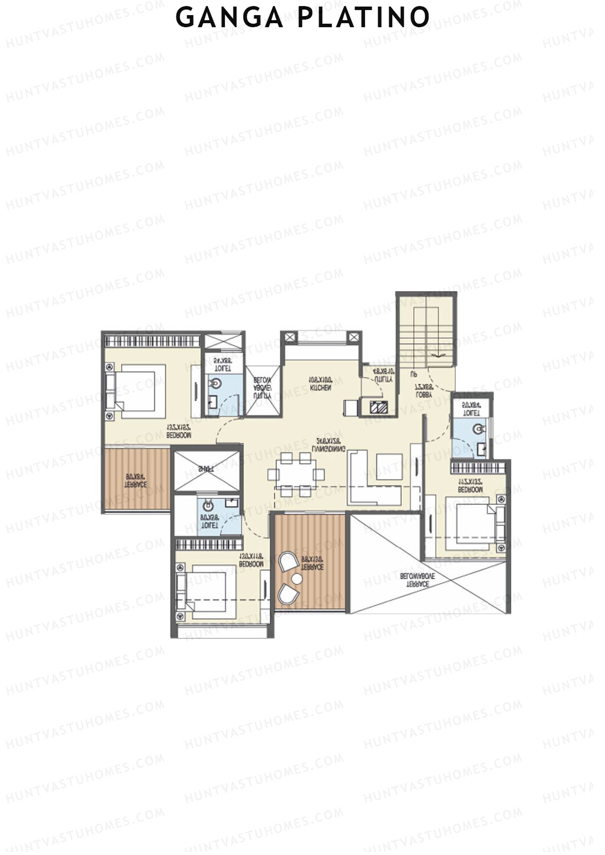 Ganga Platino Tower T Unit 4 (Penthouse) Floor Plan