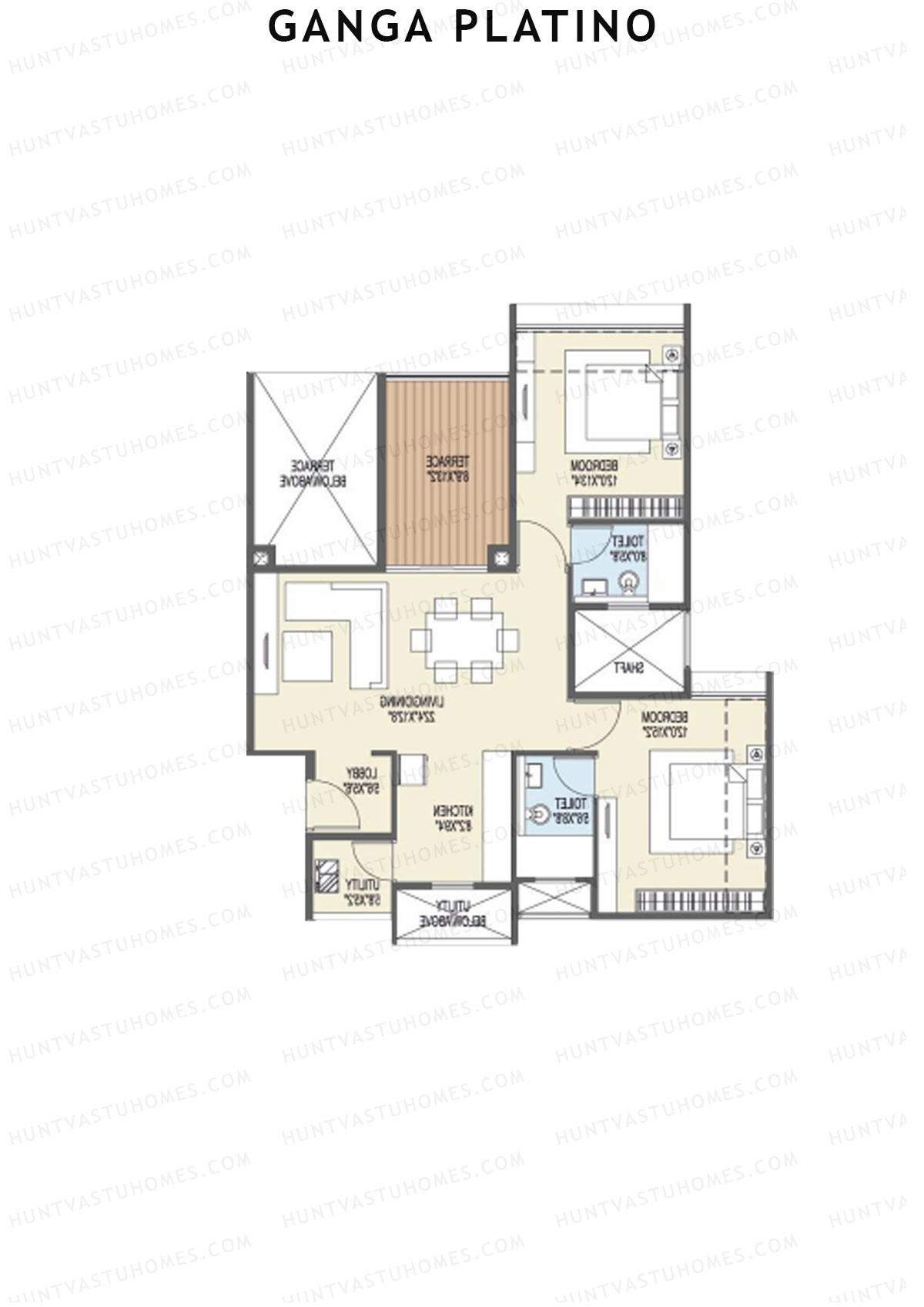 Ganga Platino Tower U Unit 2 Floor Plan