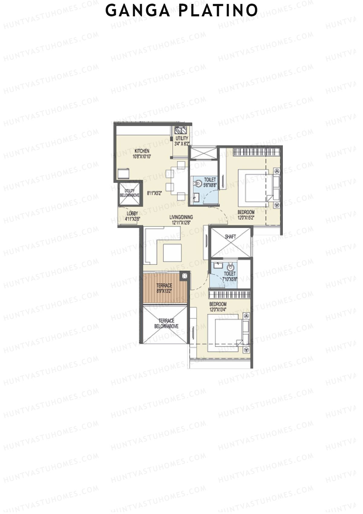 Ganga Platino Tower U Unit 3 Floor Plan