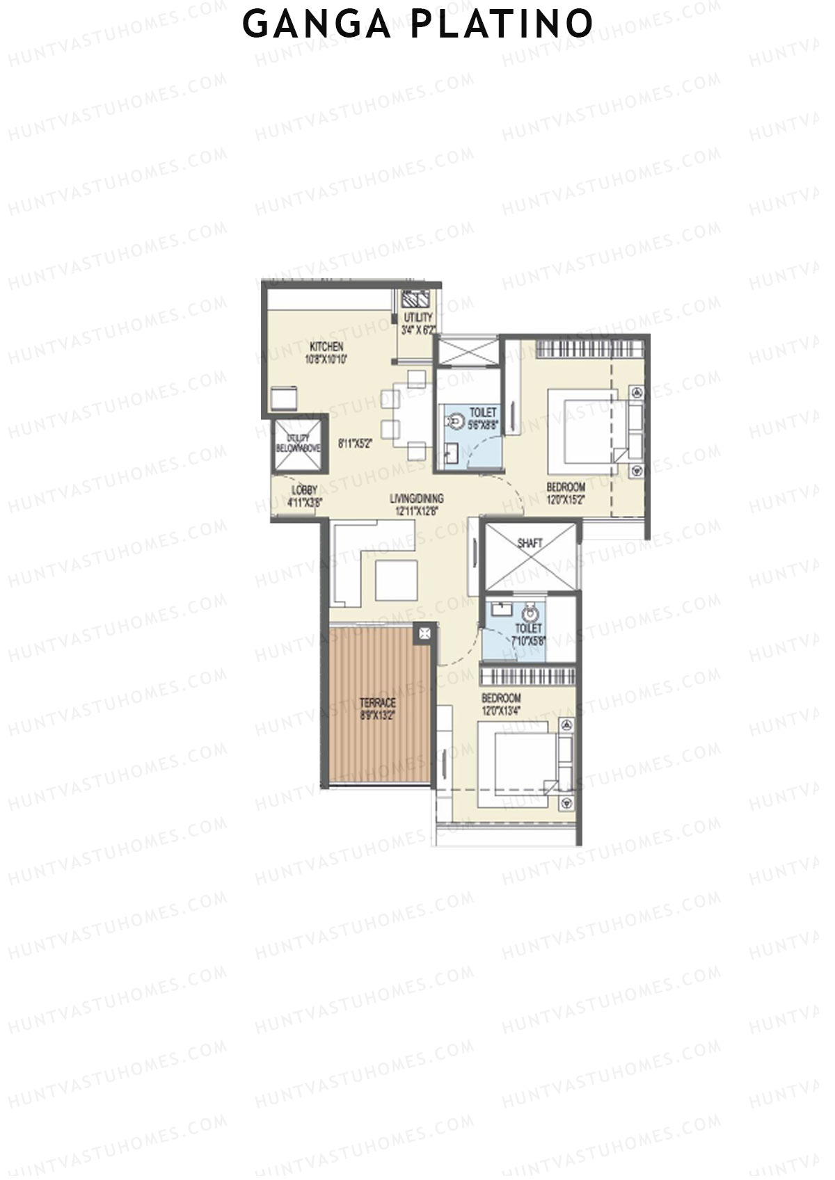 Ganga Platino Tower U Unit 3 Floor Plan