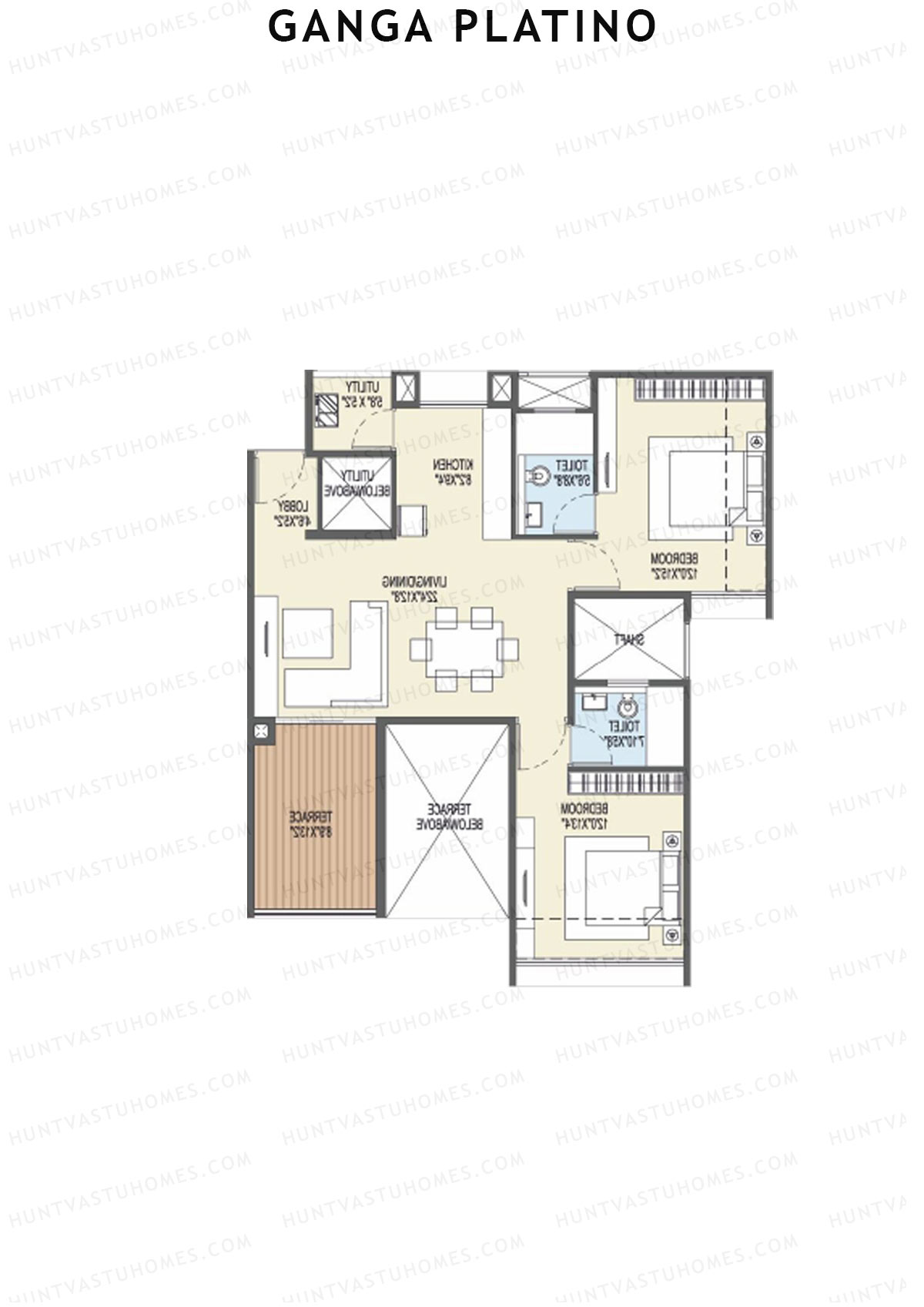 Ganga Platino Tower U Unit 3 Floor Plan