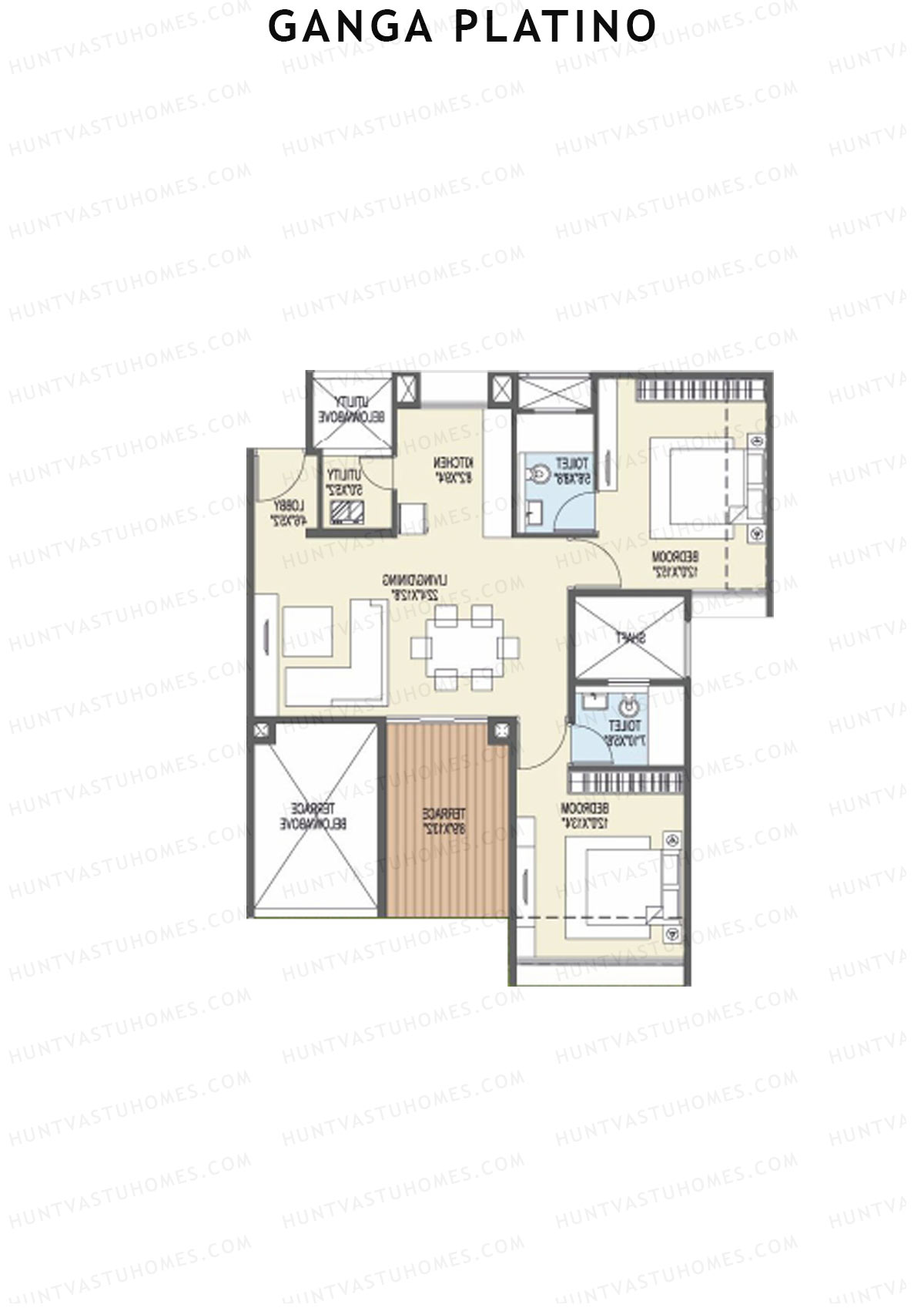 Ganga Platino Tower U Unit 3 Floor Plan