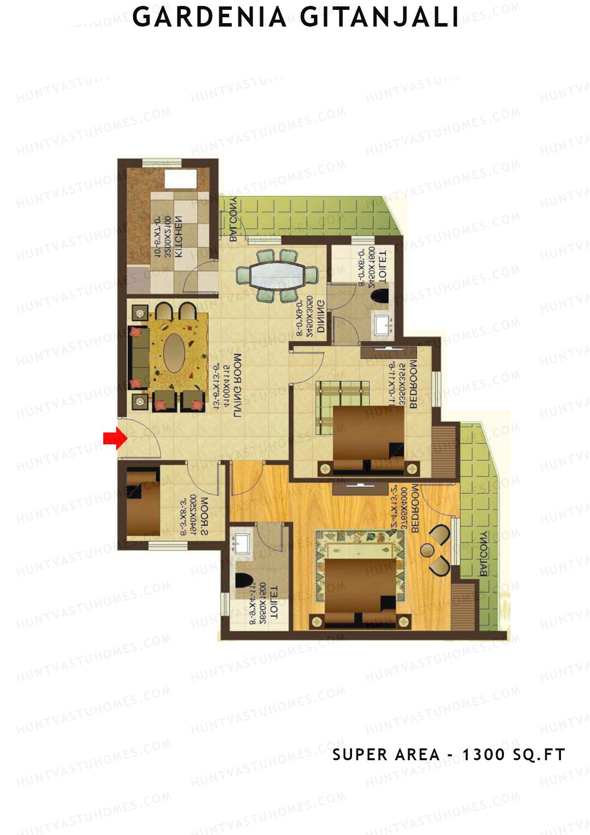 Gardenia Gitanjali Tower A Unit 1 Floor Plan