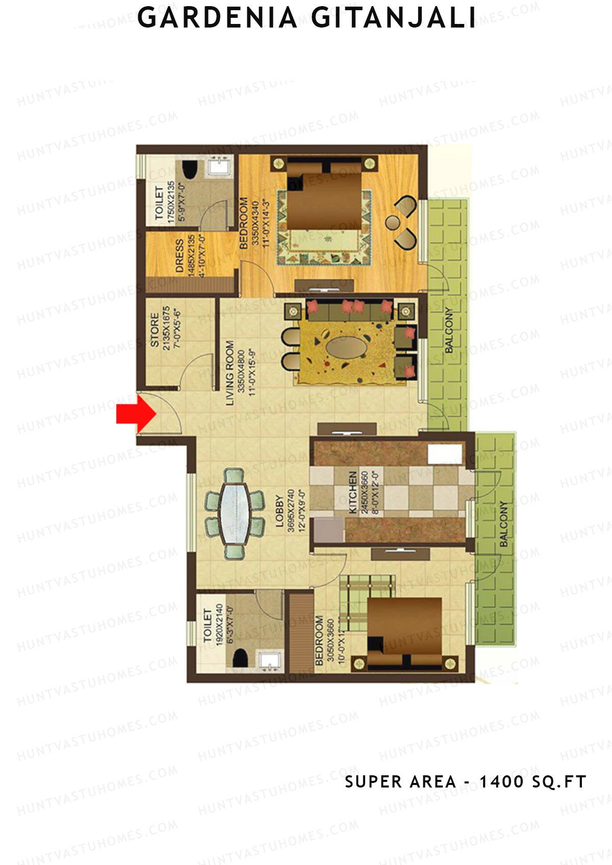 Gardenia Gitanjali Tower A Unit 2 Floor Plan