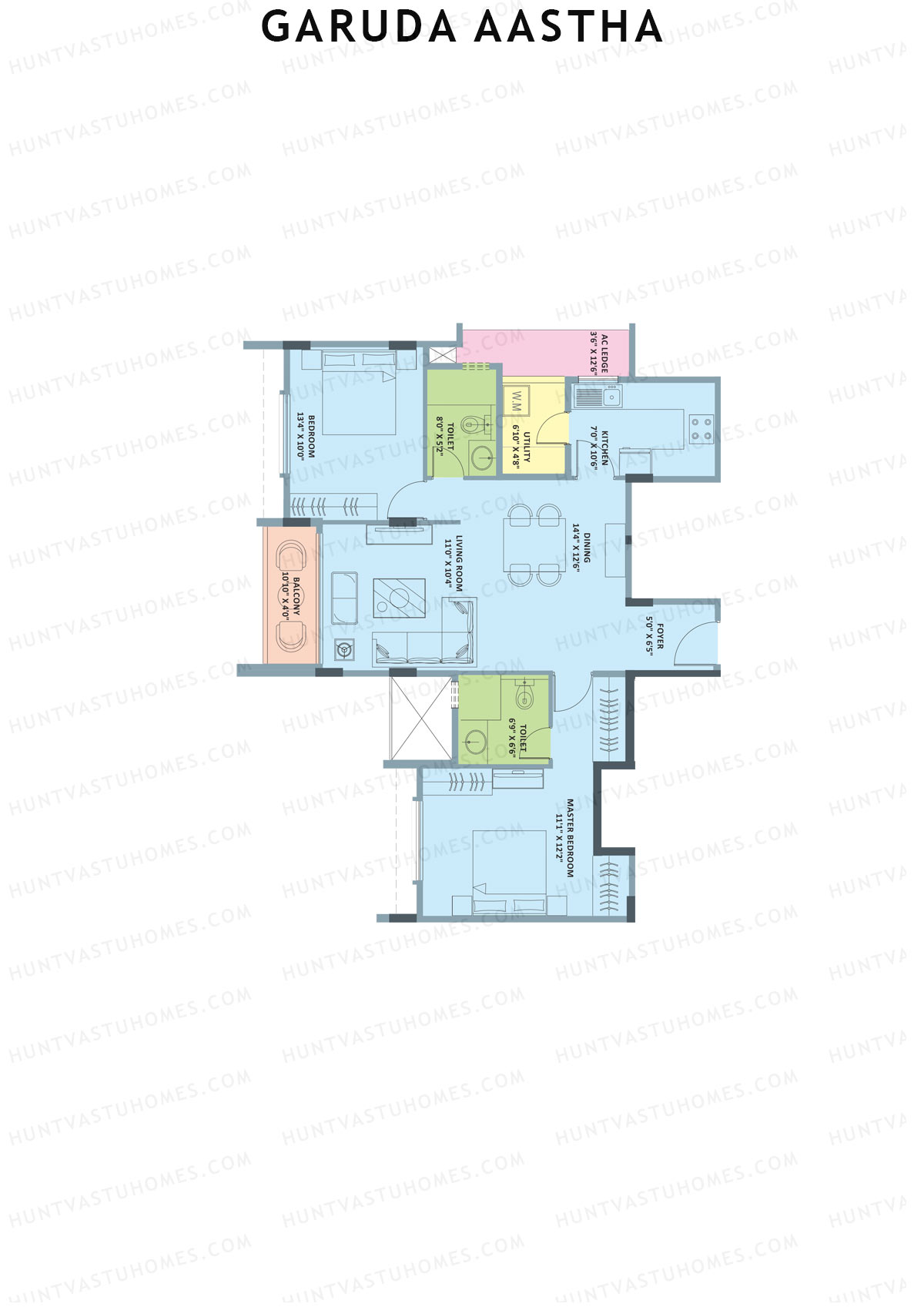 Garuda Aastha Block B Unit 4 (Type D) Floor Plan