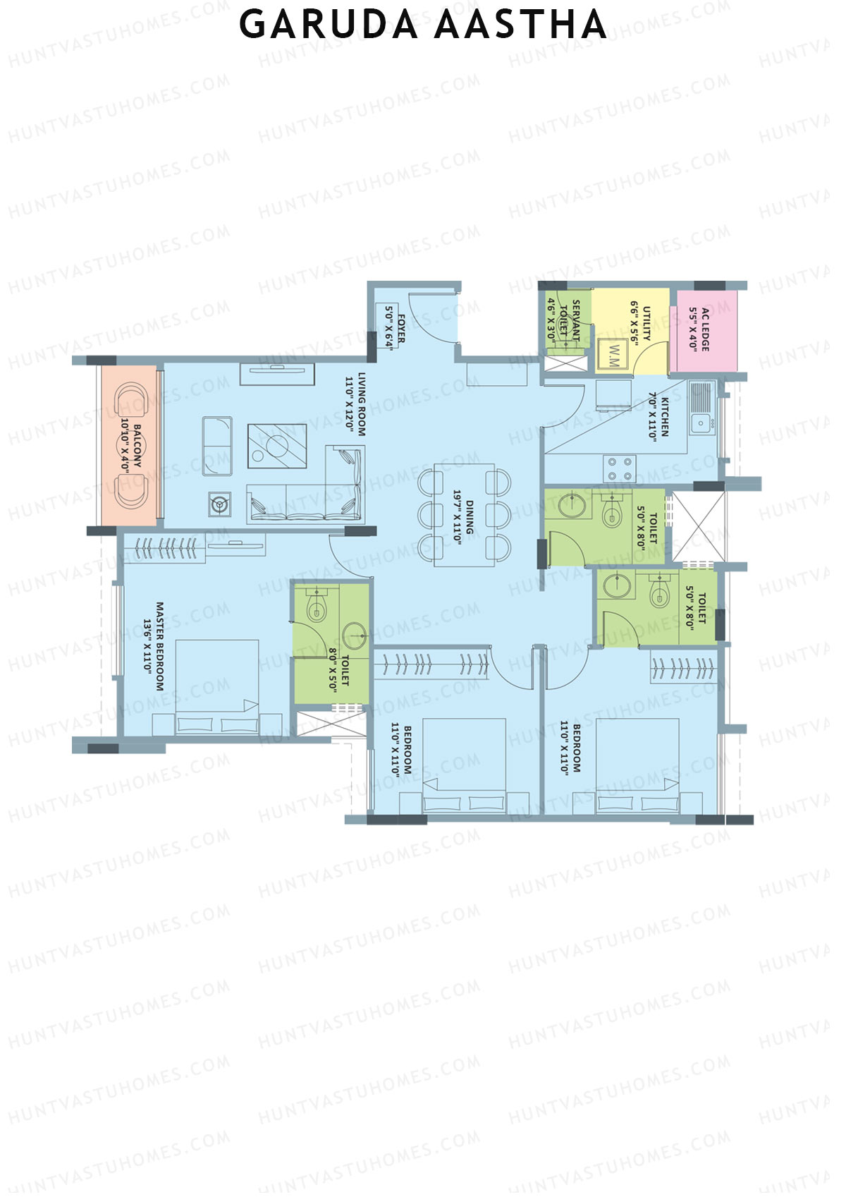 Garuda Aastha Block B Unit 5 (Type E) Floor Plan