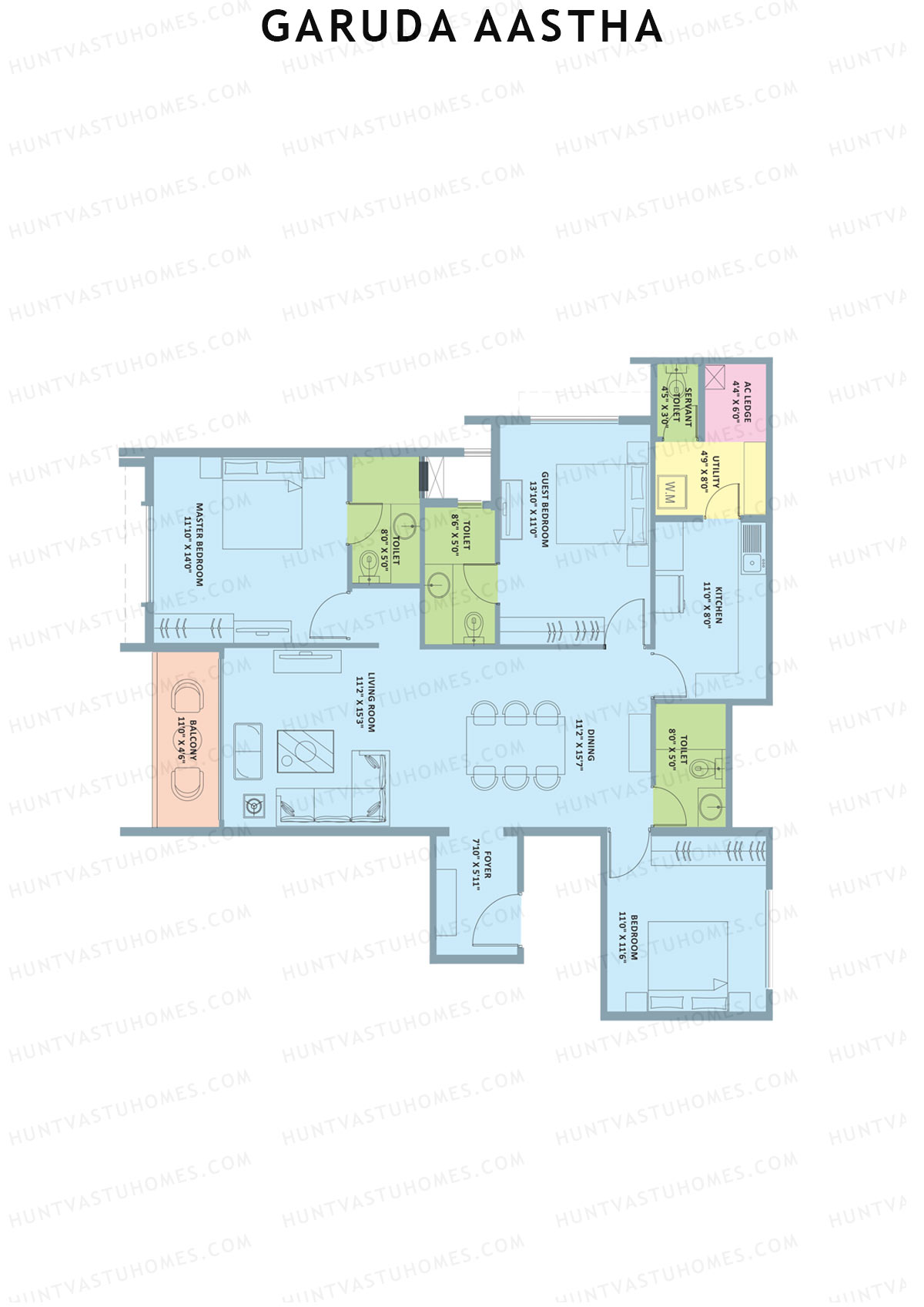 Garuda Aastha Block B Unit 6 (Type F) Floor Plan