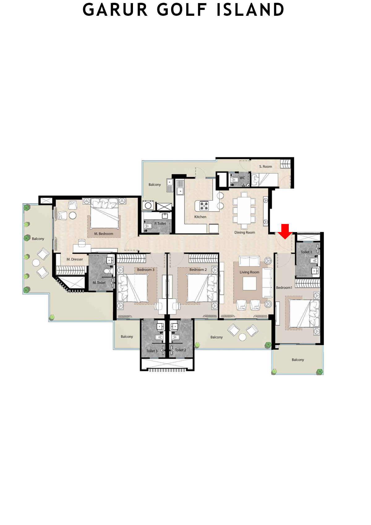 Garur Golf Island Tower A Unit 1 Floor Plan
