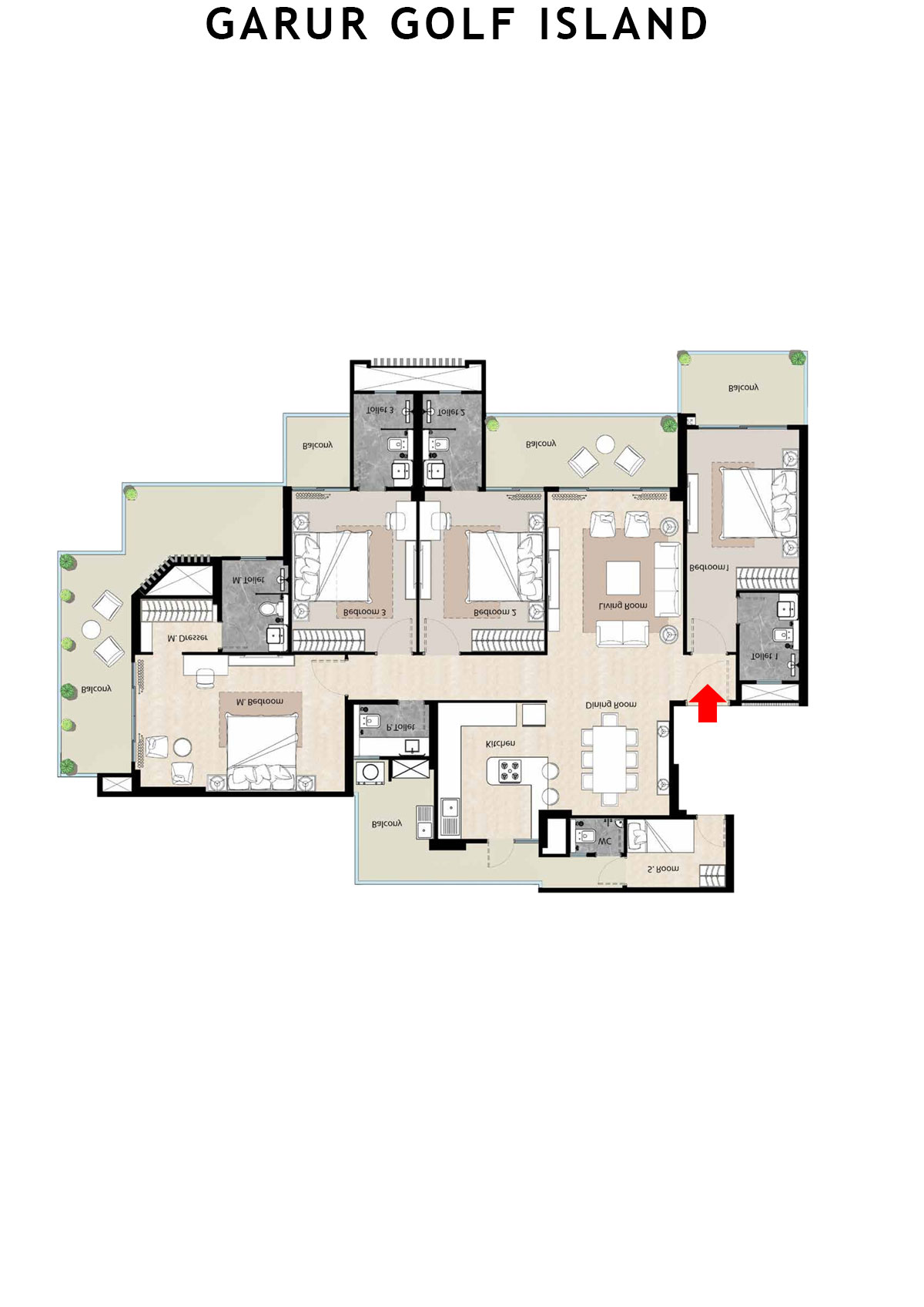 Garur Golf Island Tower A Unit 2 Floor Plan