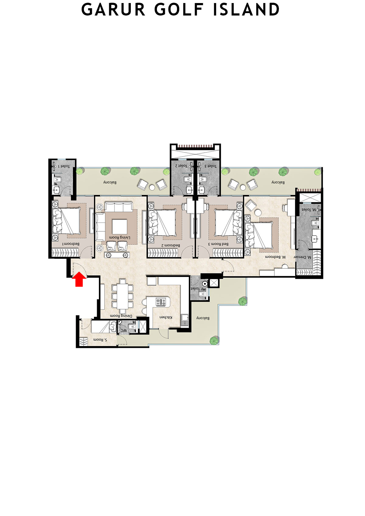 Garur Golf Island Tower B Unit 3 Floor Plan
