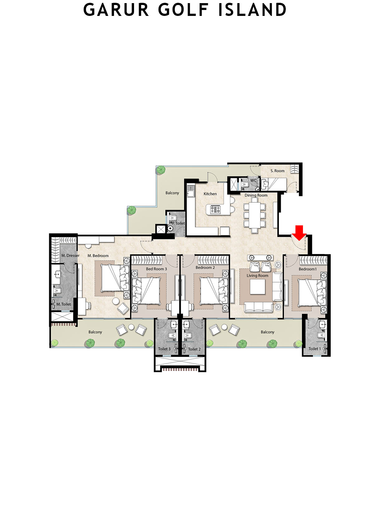 Garur Golf Island Tower C Unit 1 Floor Plan
