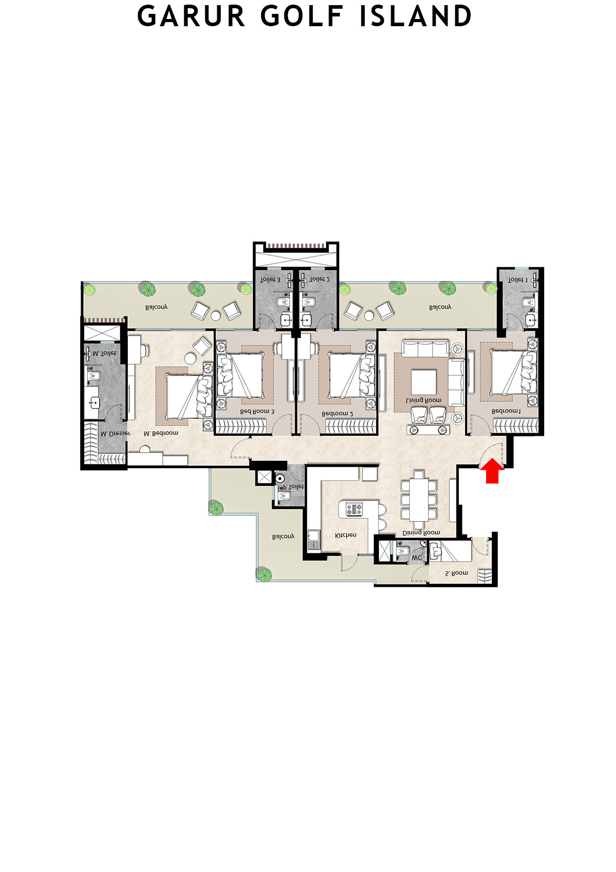 Garur Golf Island Tower C Unit 2 Floor Plan