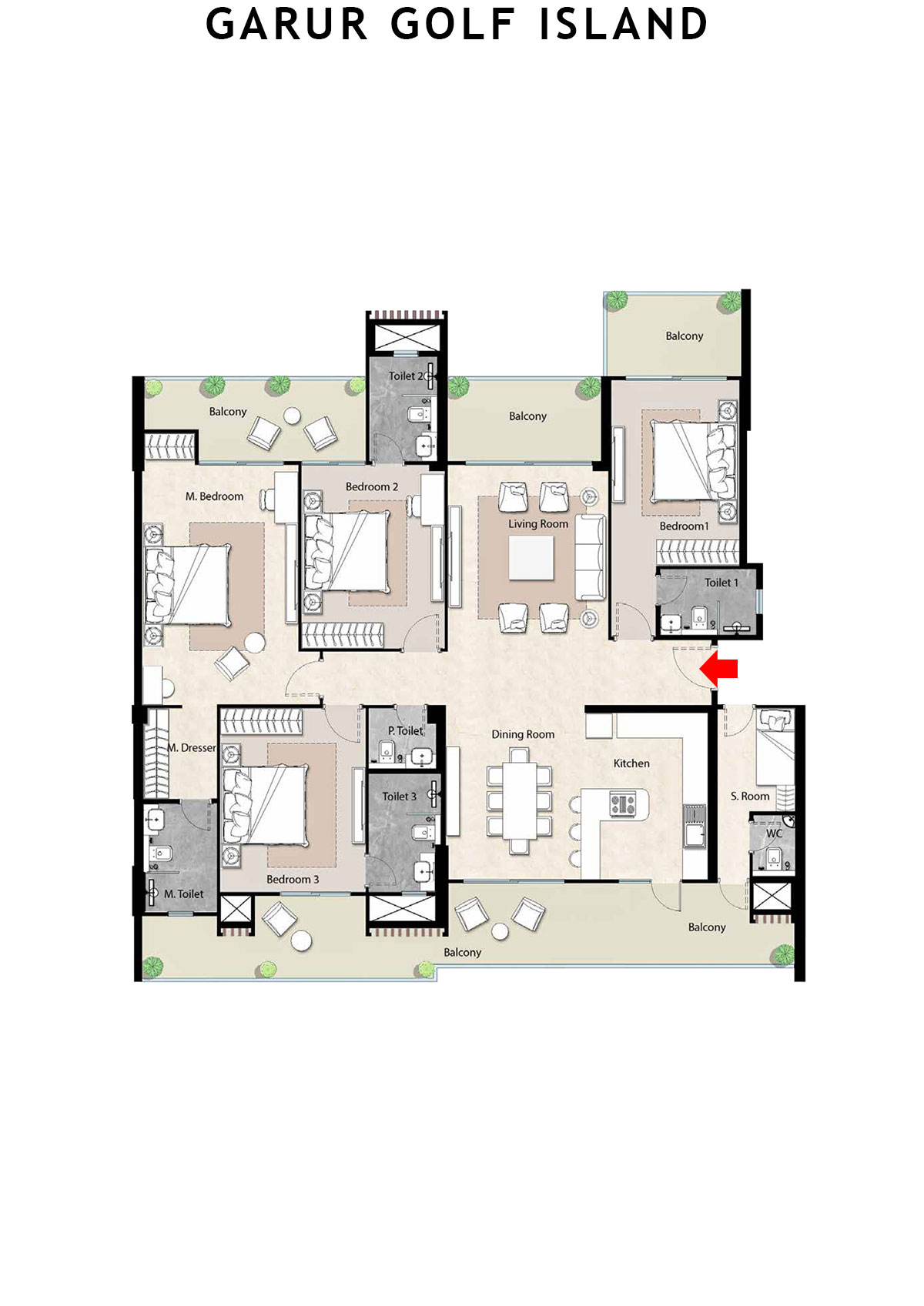 Garur Golf Island Tower F Unit 1 Floor Plan