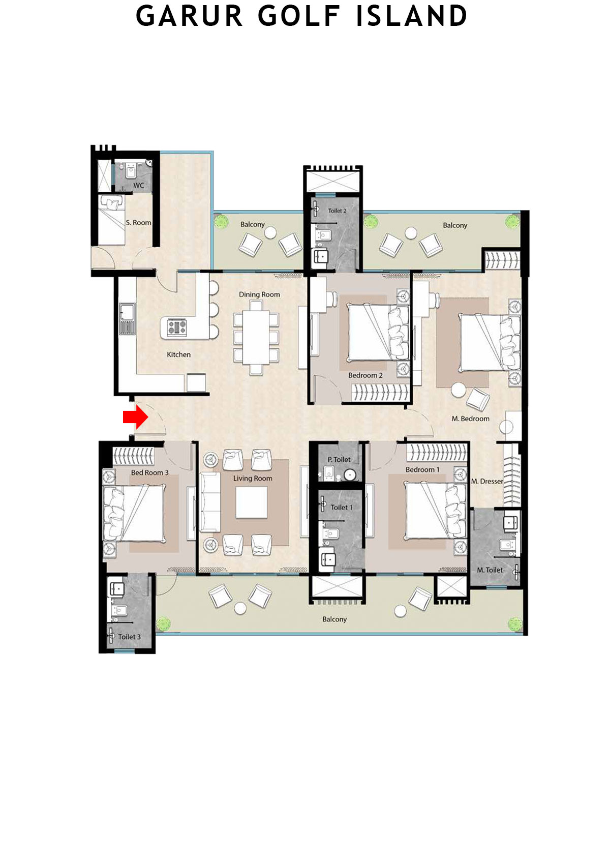 Garur Golf Island Tower F Unit 2 Floor Plan
