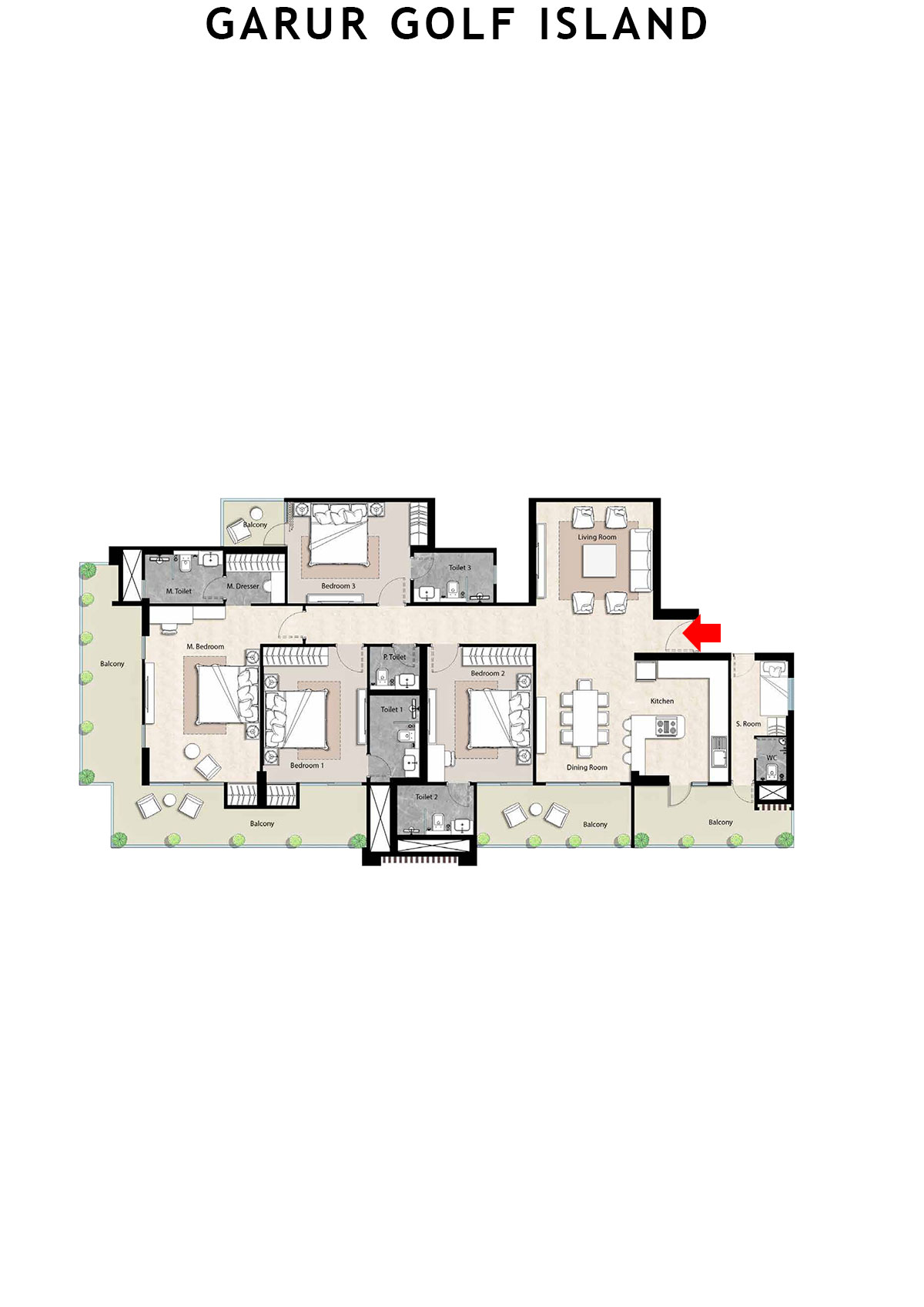 Garur Golf Island Tower H Unit 1 Floor Plan