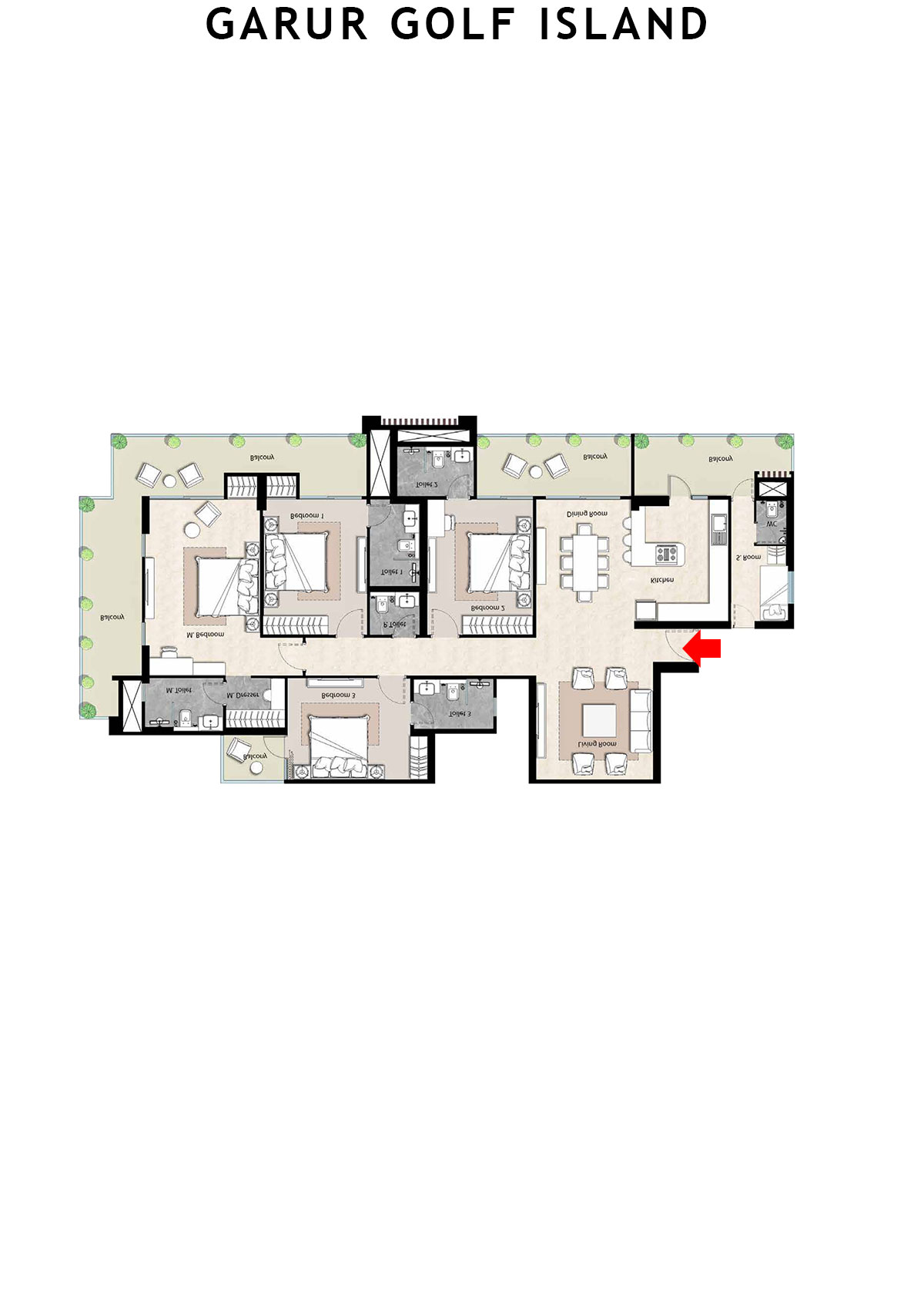 Garur Golf Island Tower H Unit 1 Floor Plan