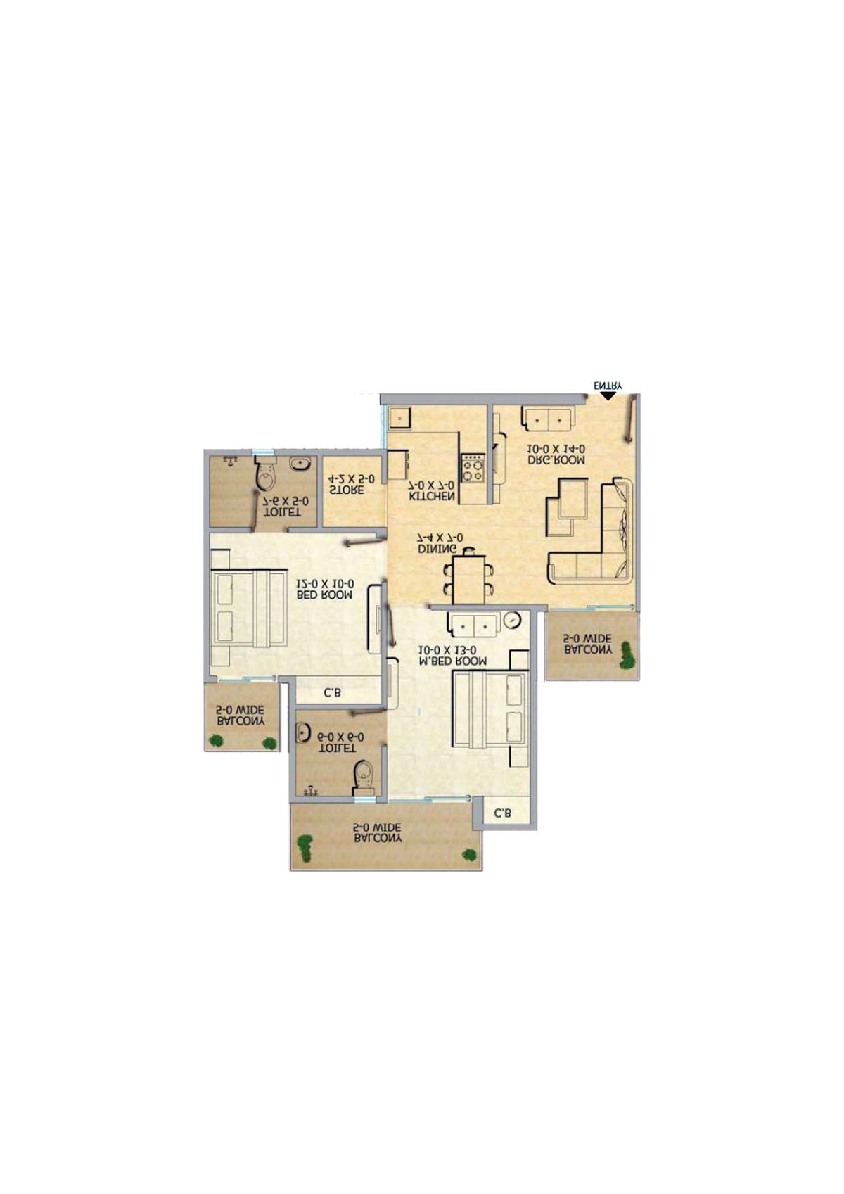 Gaur 12Th Avenue Tower F Unit 43 Floor Plan