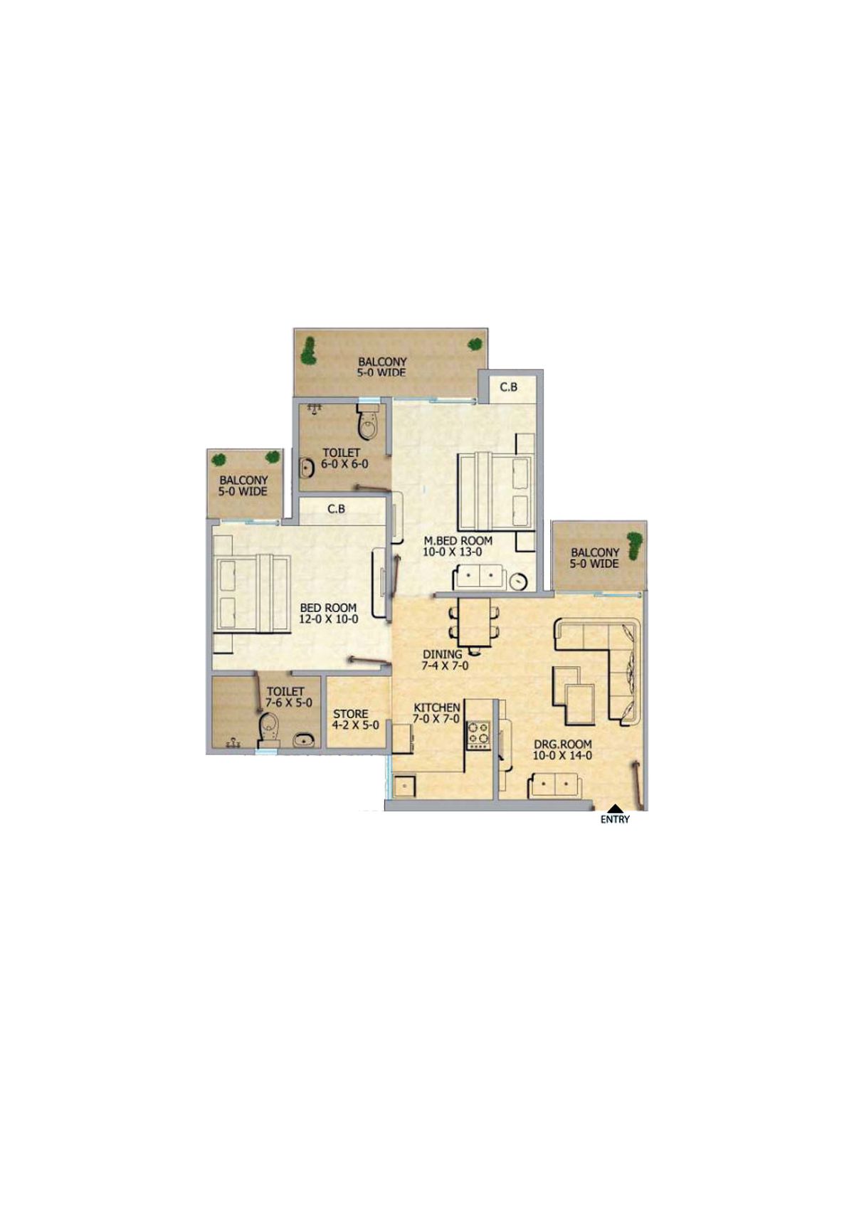 Gaur 12Th Avenue Tower F Unit 46 Floor Plan