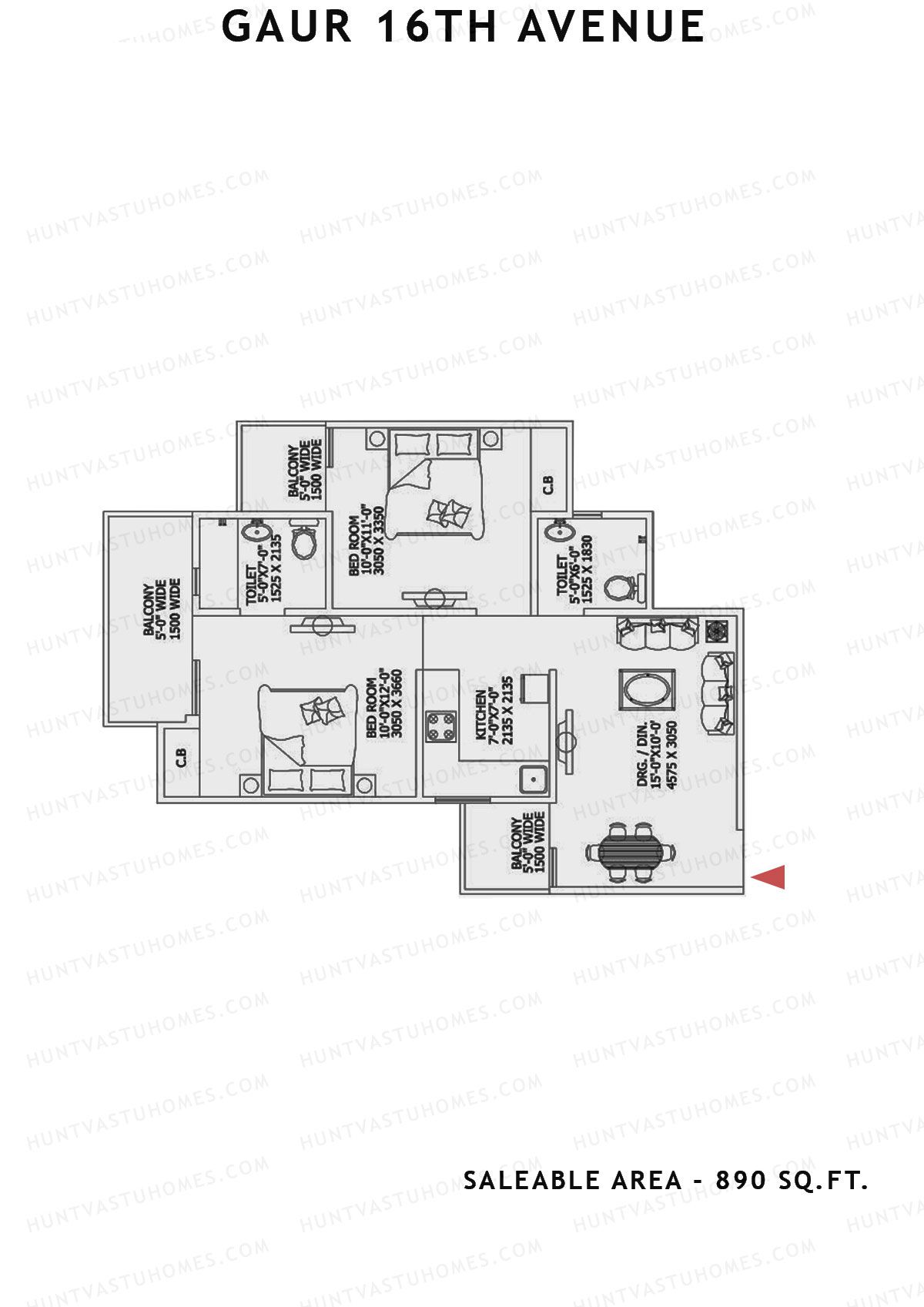 Gaur 16Th Avenue Block F Unit 39 Floor Plan