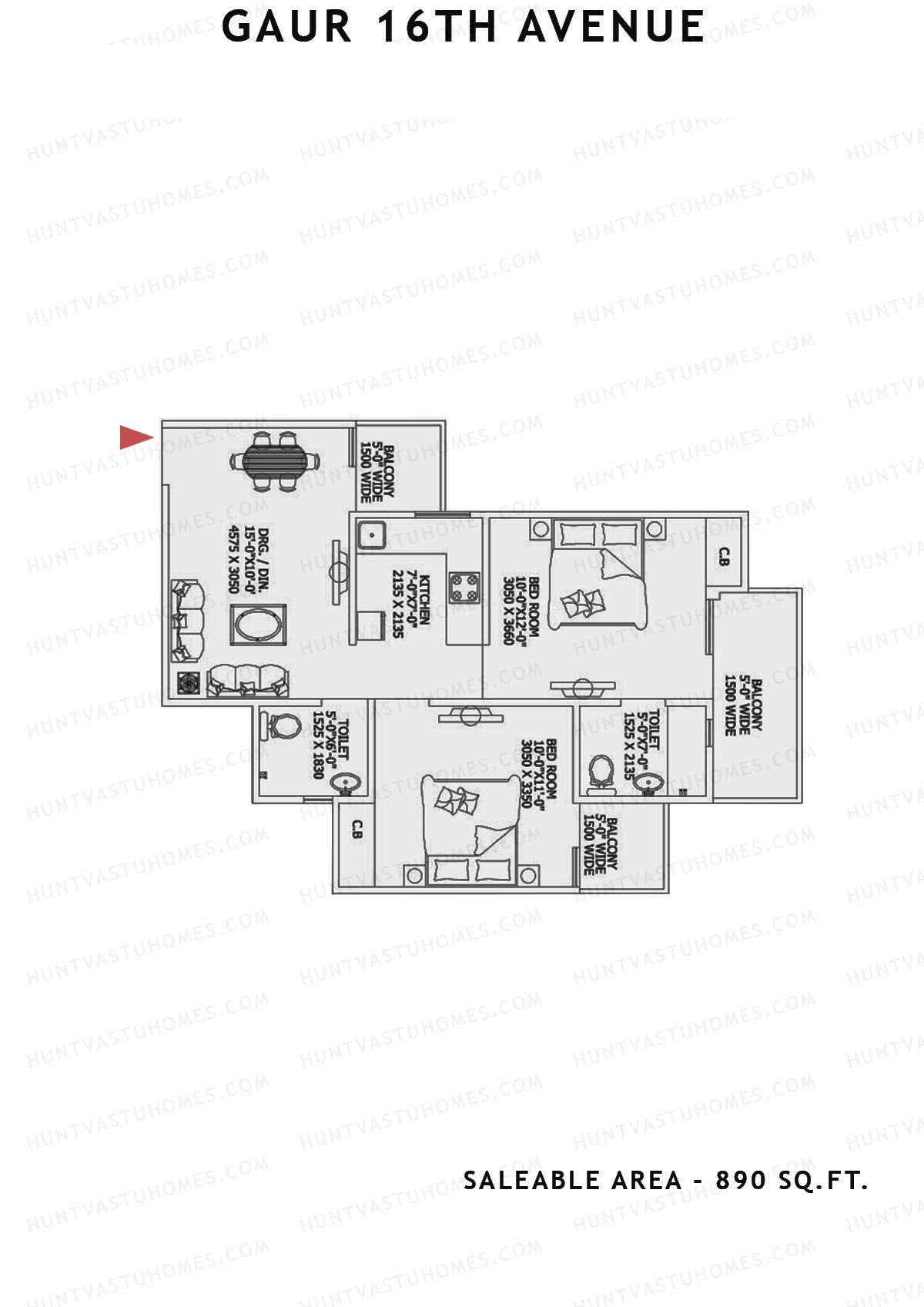 Gaur 16Th Avenue Block F Unit 41 Floor Plan