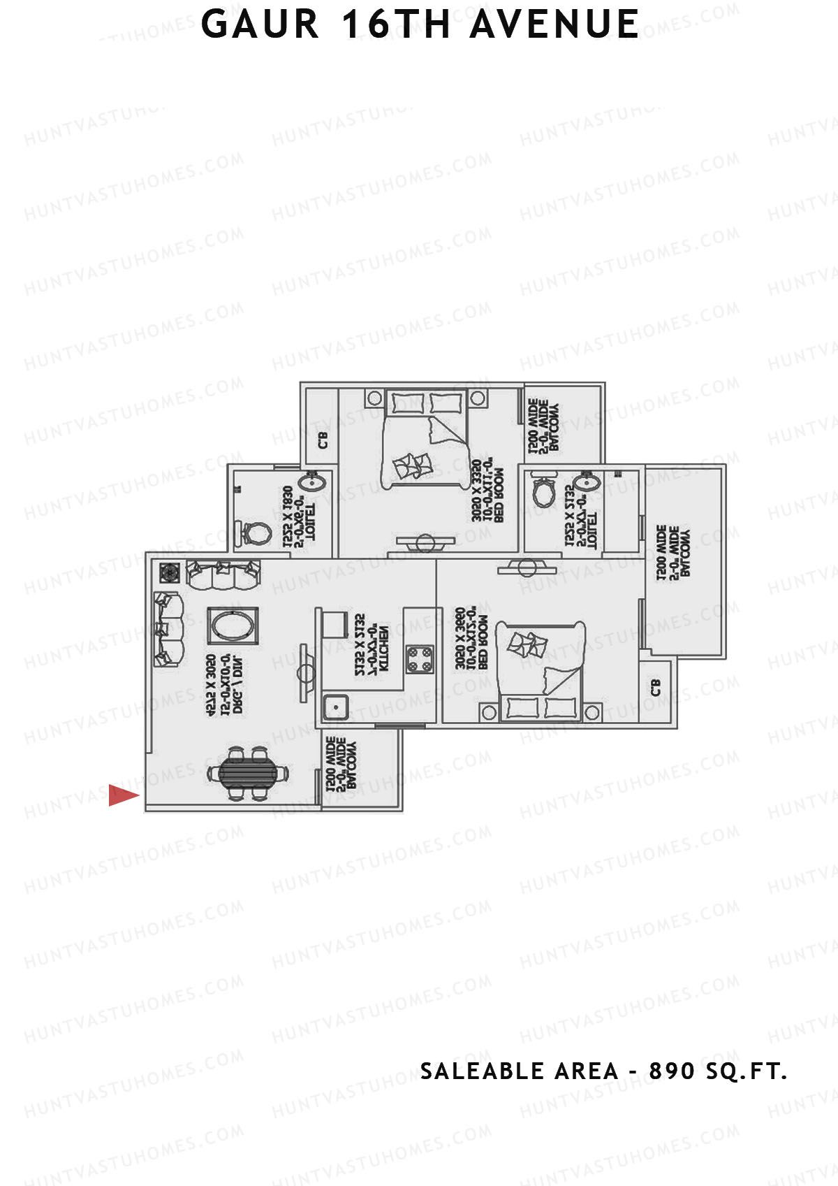 Gaur 16Th Avenue Block F Unit 42 Floor Plan