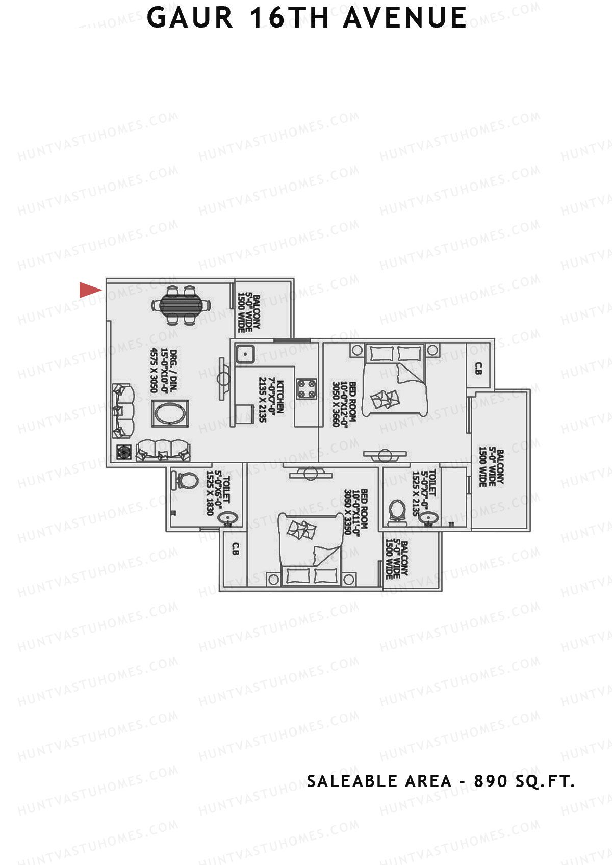 Gaur 16Th Avenue Block F Unit 43 Floor Plan