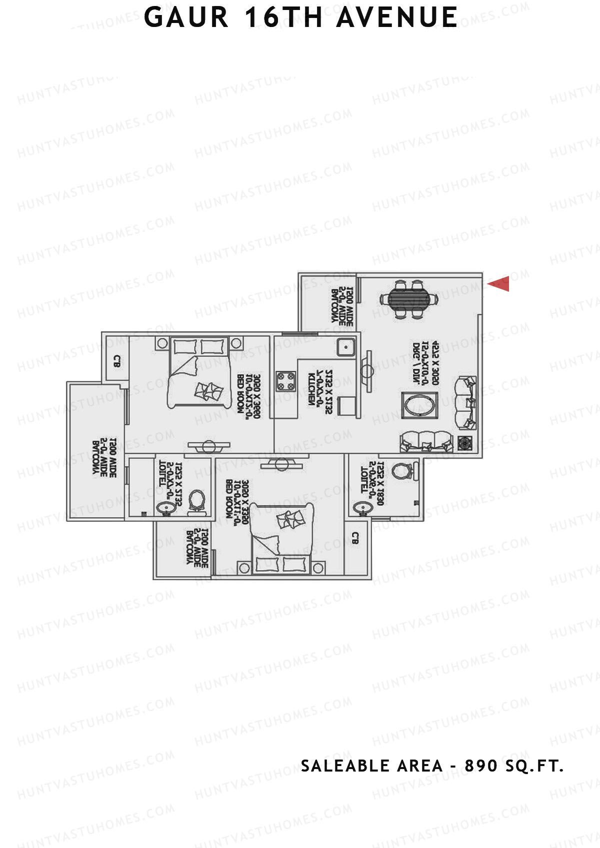 Gaur 16Th Avenue Block F Unit 44 Floor Plan