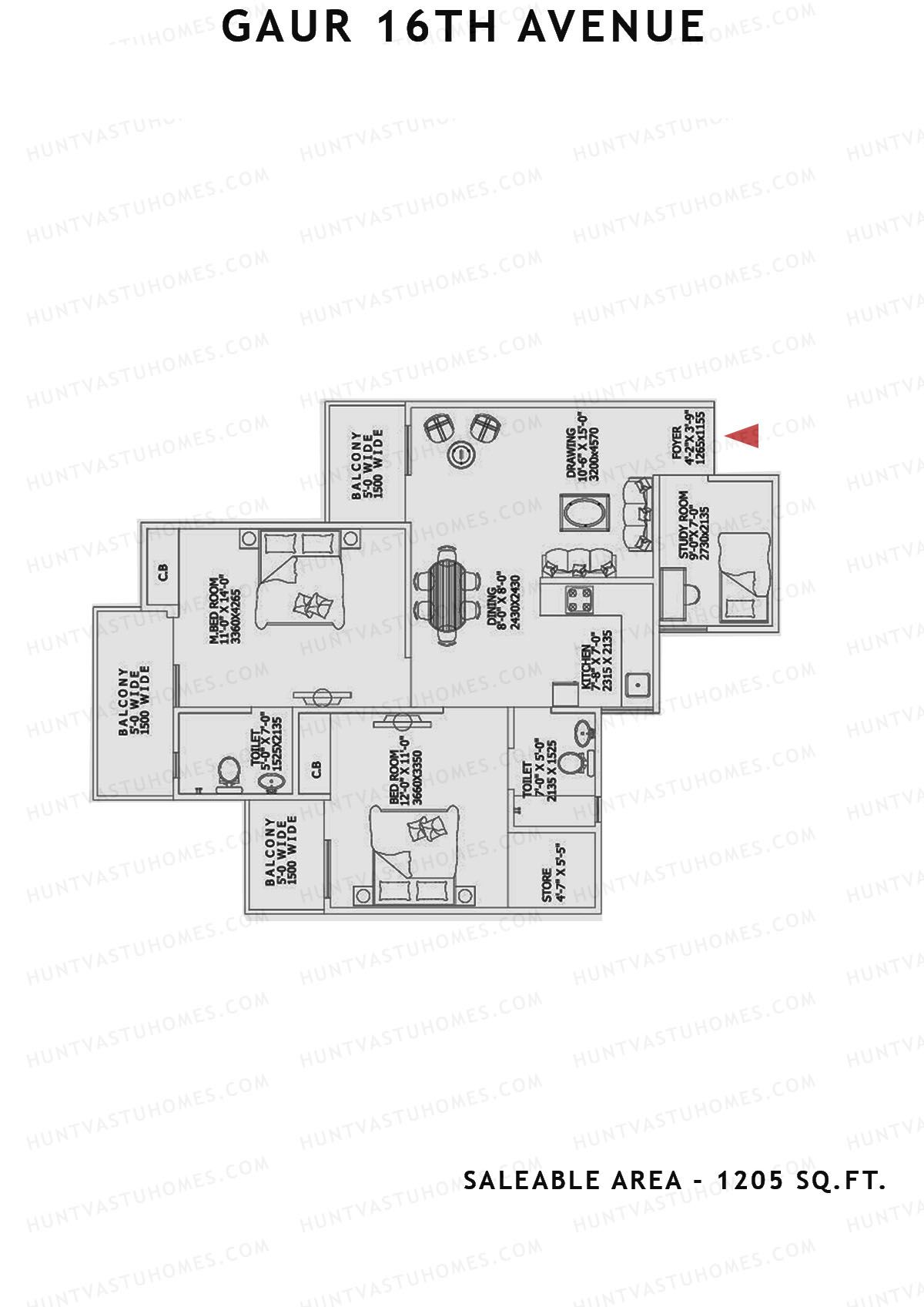 Gaur 16Th Avenue Block J Unit 74 Floor Plan