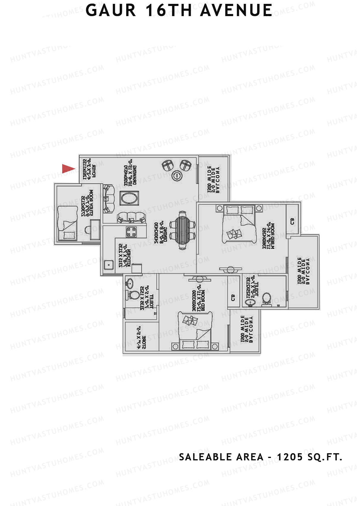 Gaur 16Th Avenue Block J Unit 77 Floor Plan