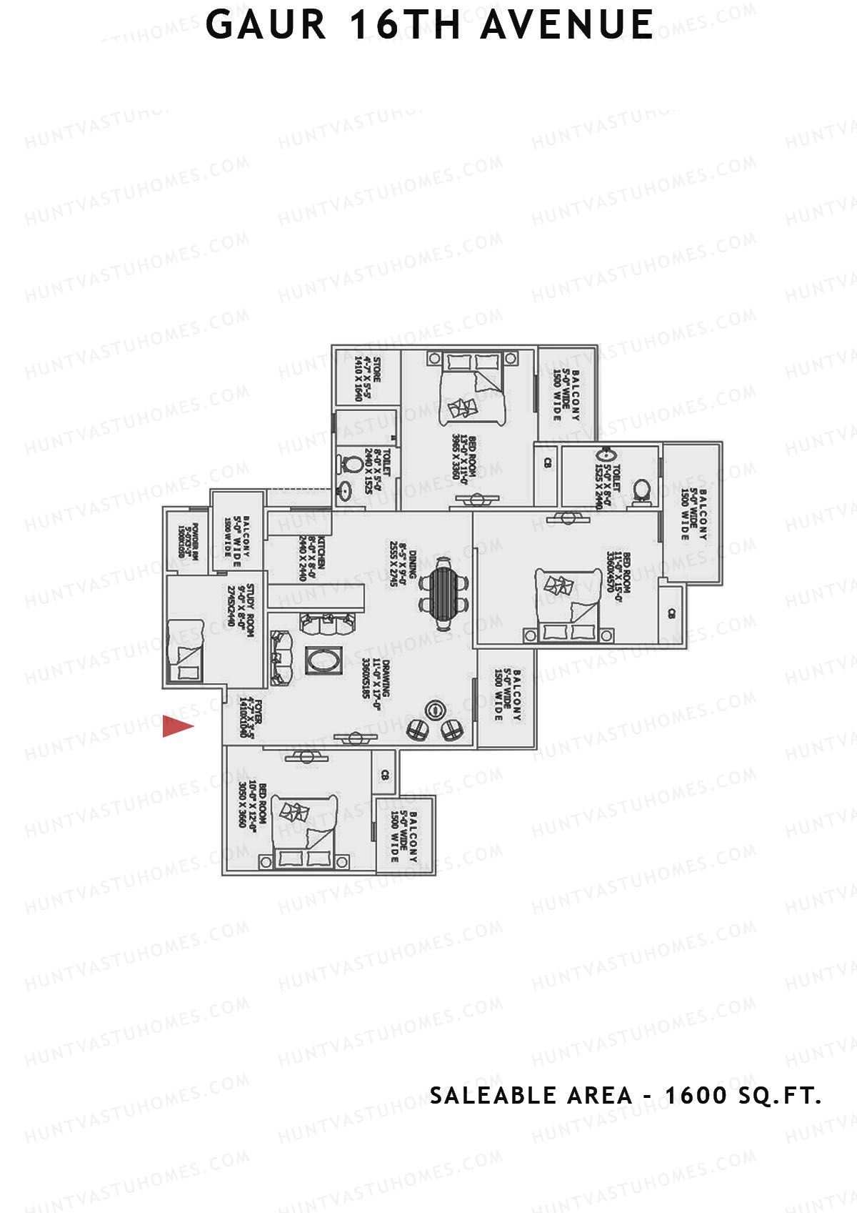 Gaur 16Th Avenue Block B Unit 11 Floor Plan