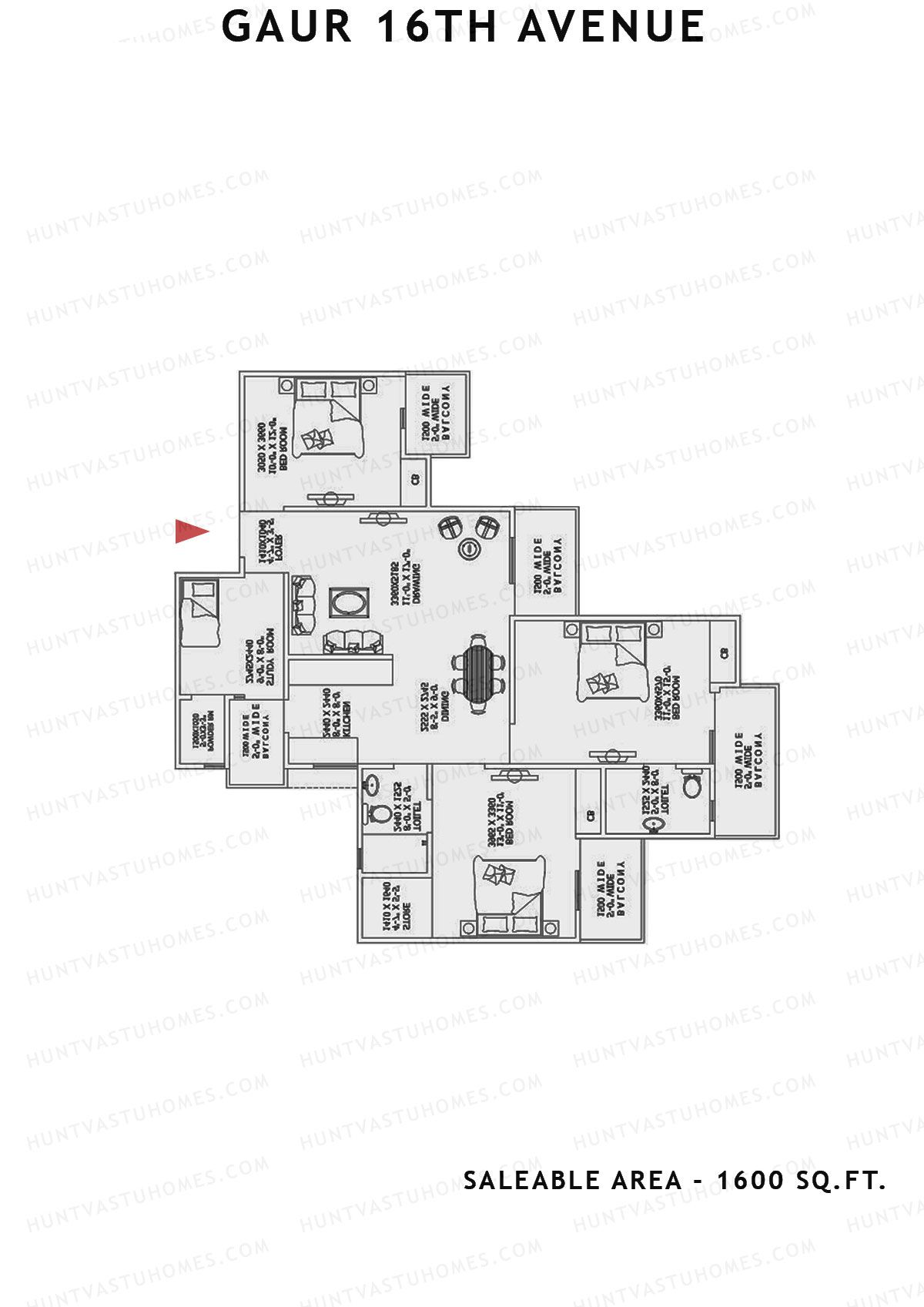 Gaur 16Th Avenue Block B Unit 12 Floor Plan