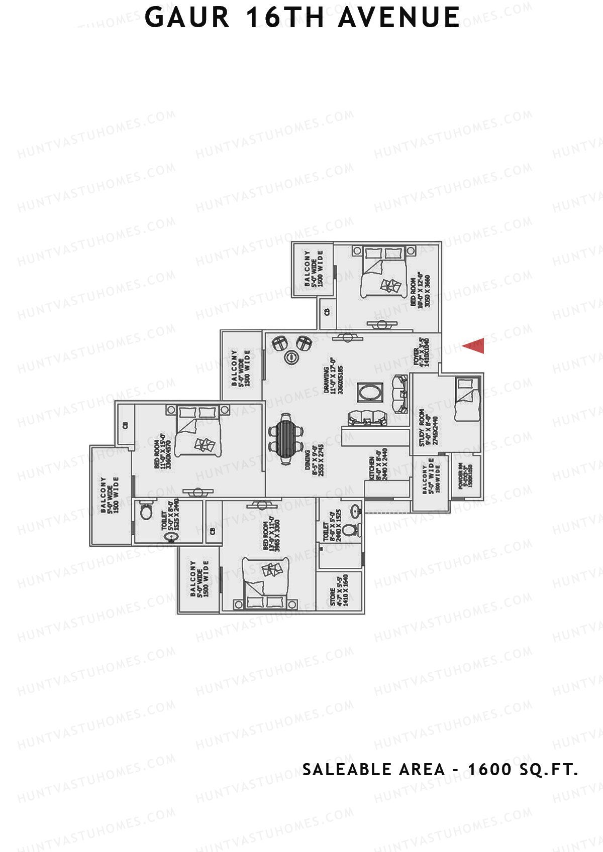 Gaur 16Th Avenue Block C Unit 16 Floor Plan