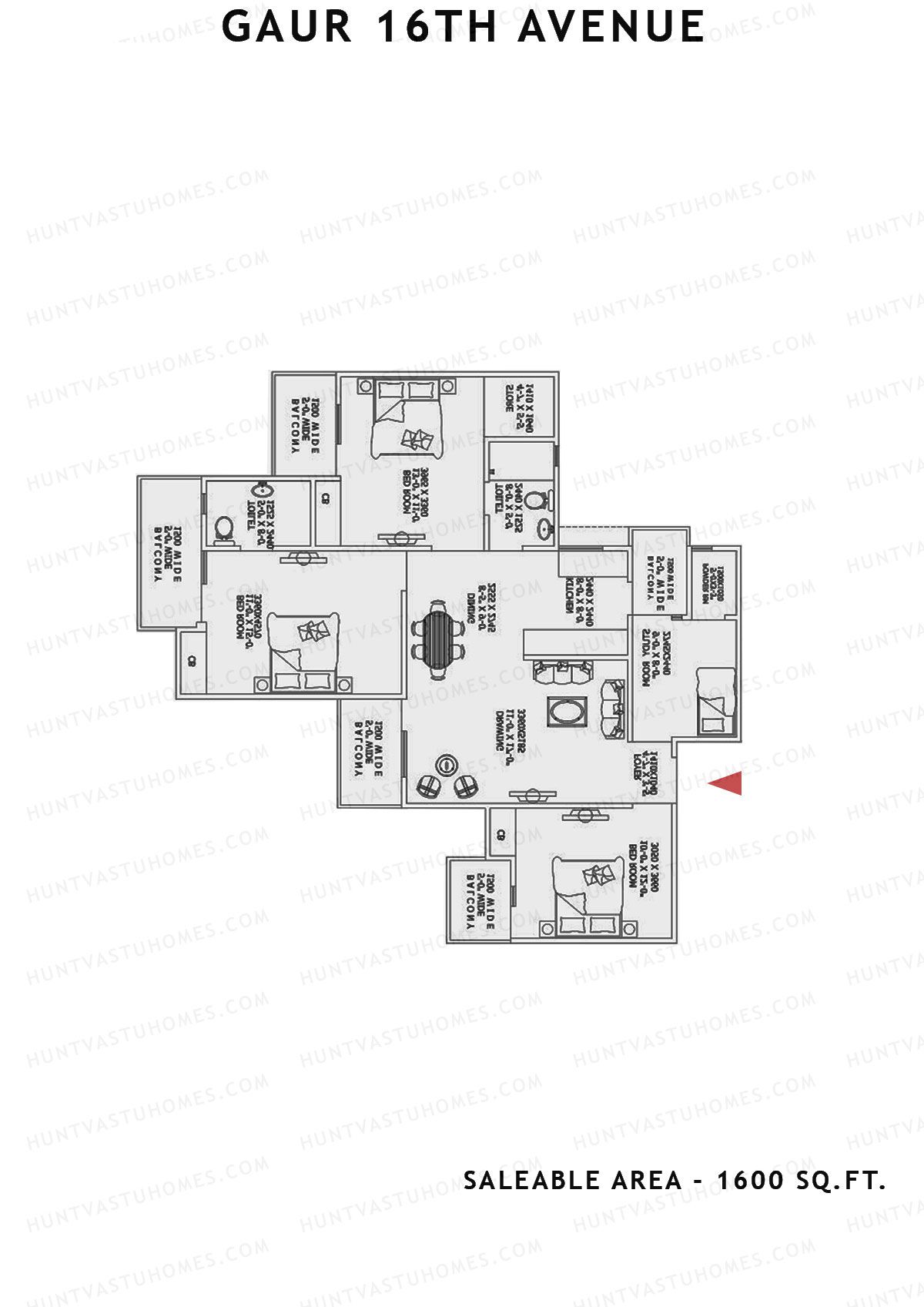 Gaur 16Th Avenue Block C Unit 19 Floor Plan
