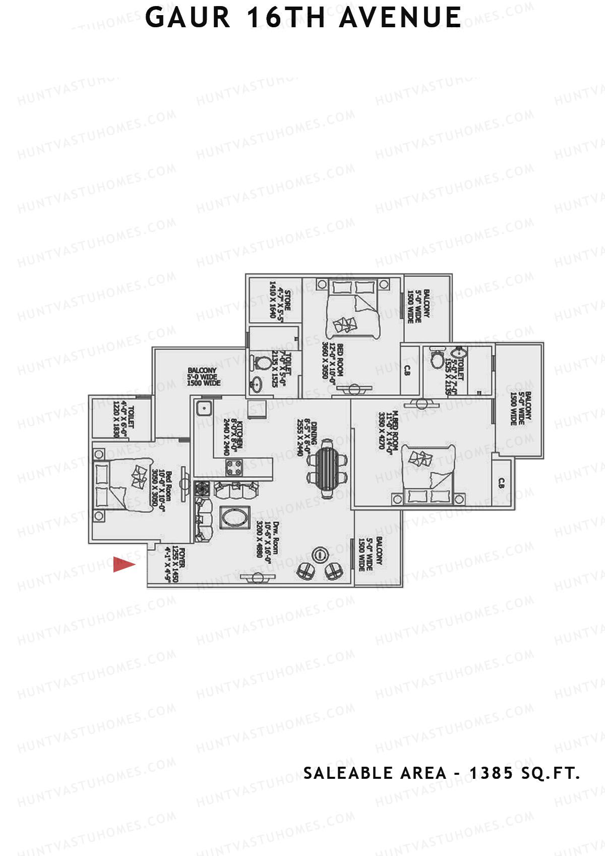 Gaur 16Th Avenue Block E Unit 34 Floor Plan