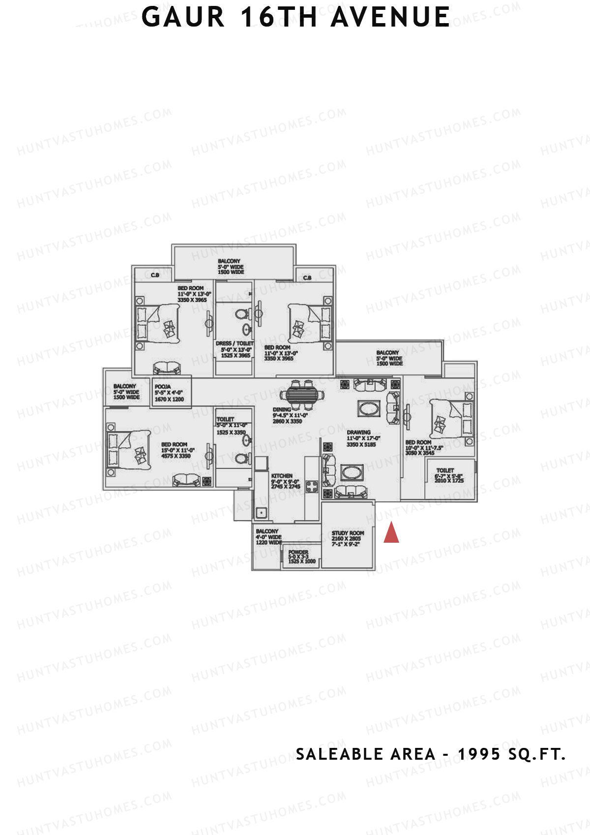 Gaur 16Th Avenue Block A Unit 2 Floor Plan