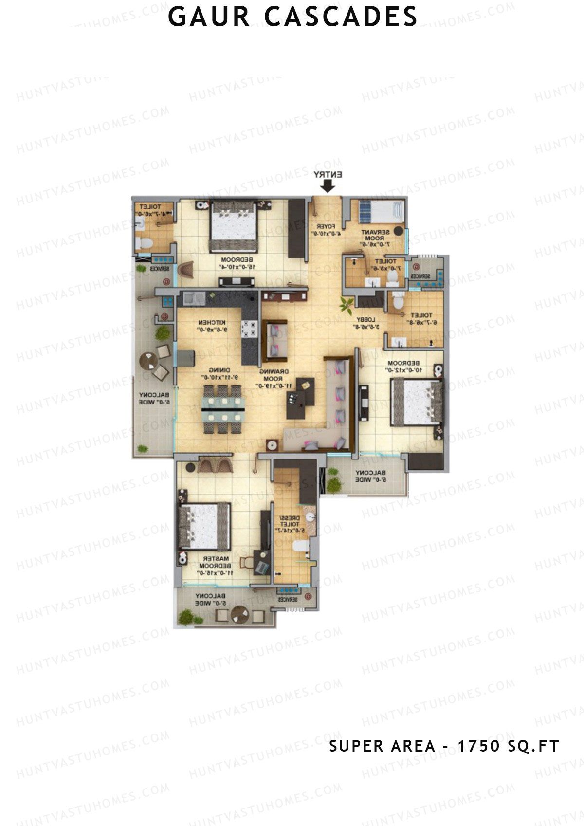 Gaur Cascades Tower A Unit 8 (Type S-I) Floor Plan
