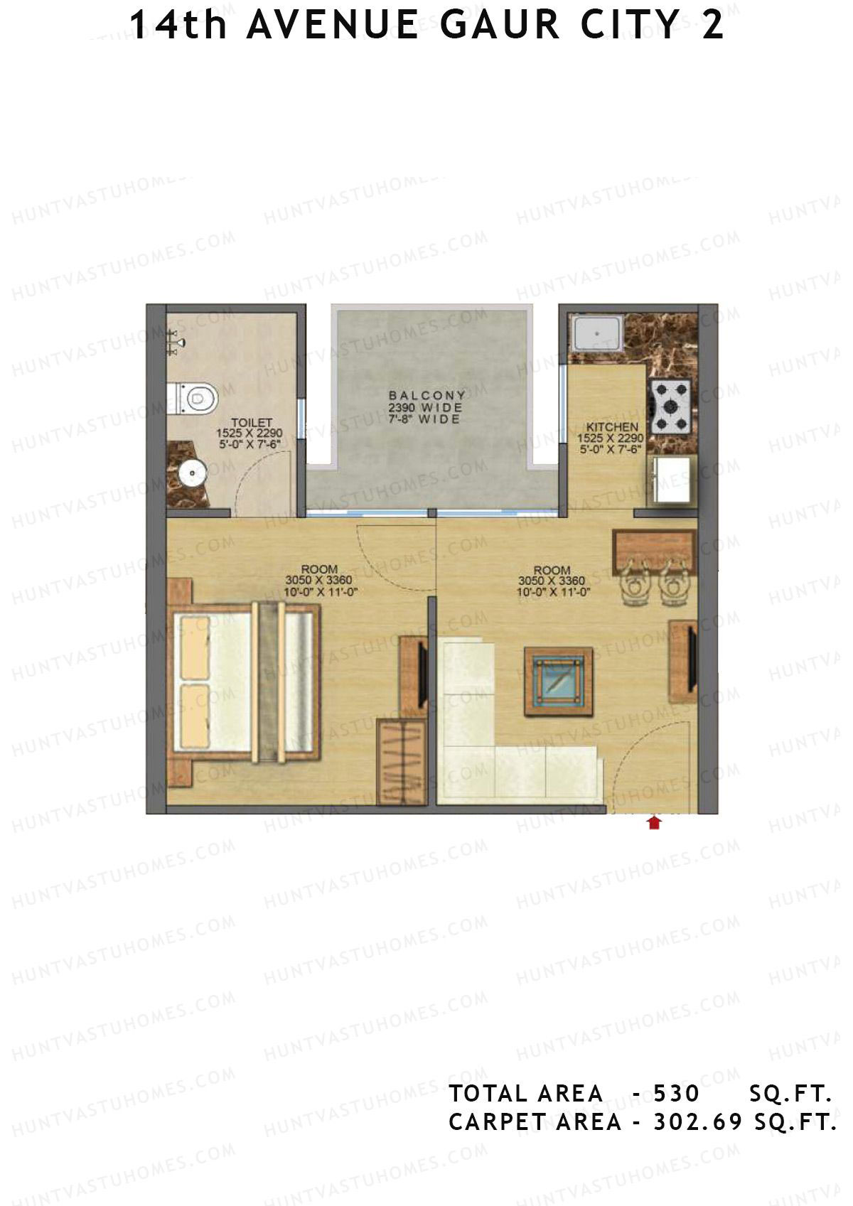 Gaur City 2 14Th Avenue BLOCK U Unit 171, 181, 183 Floor Plan