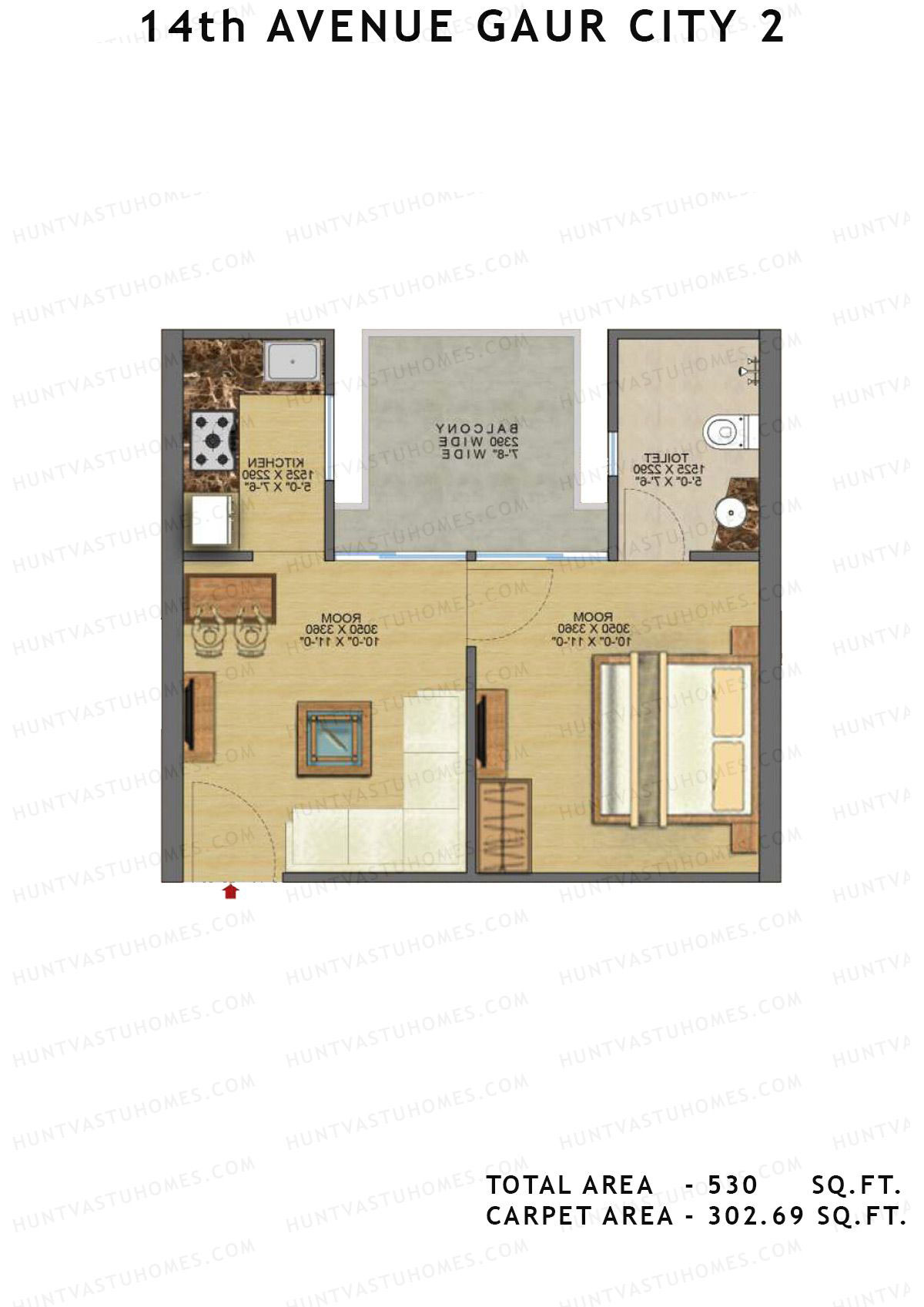 Gaur City 2 14Th Avenue BLOCK U Unit 172, 173, 182, 184 Floor Plan