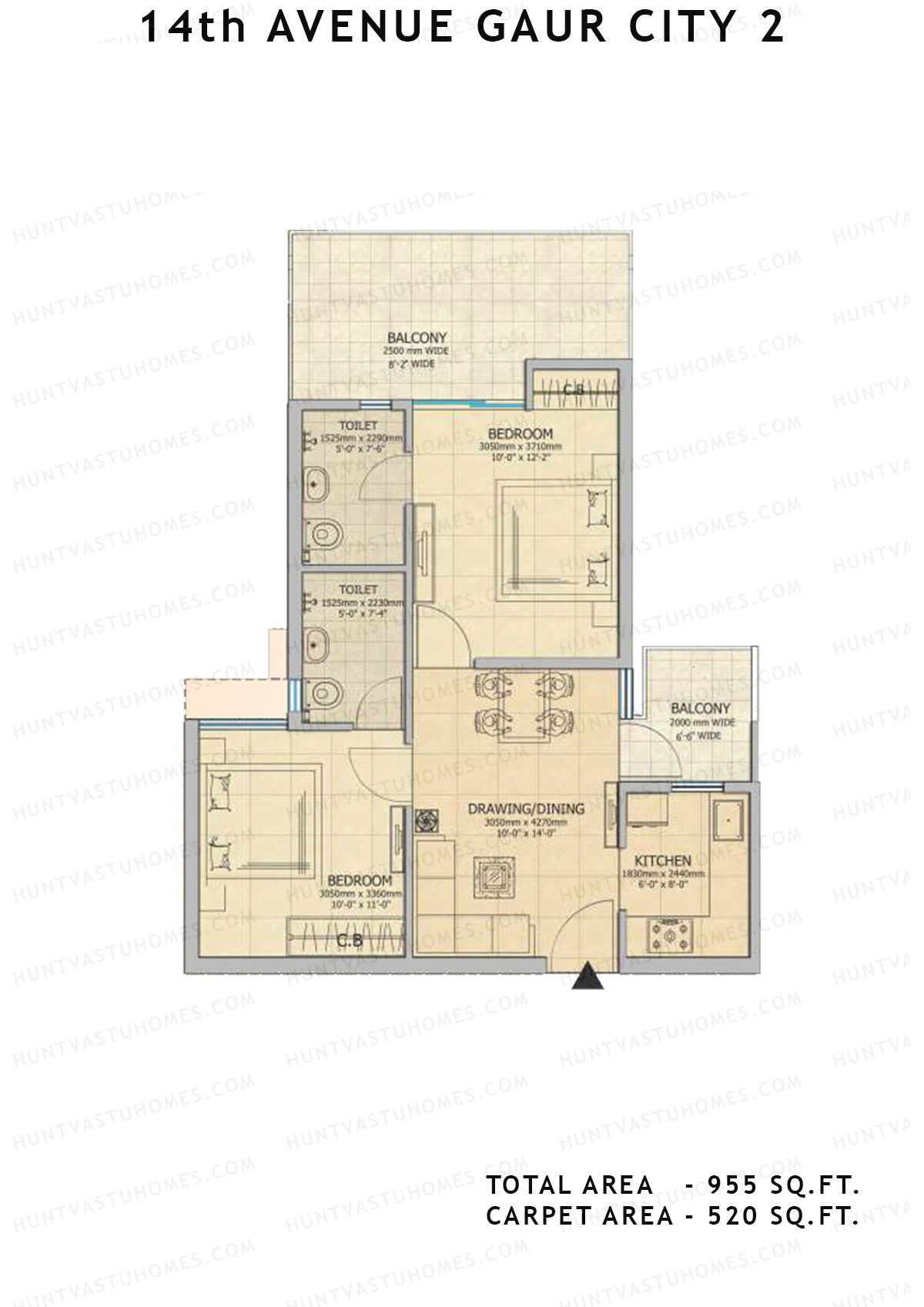 Gaur City 2 14Th Avenue BLOCK A Unit 1, 7 Floor Plan
