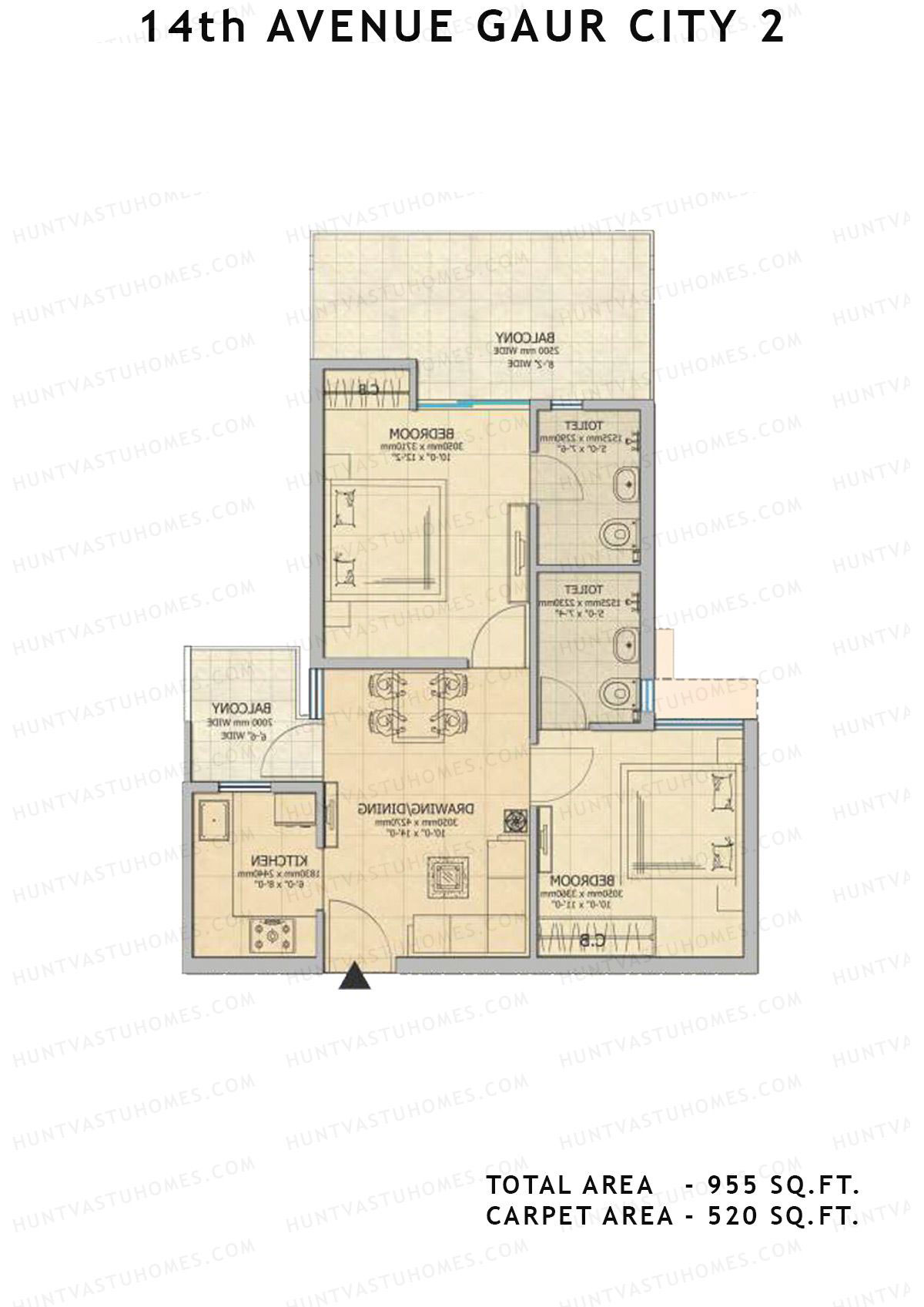Gaur City 2 14Th Avenue BLOCK A Unit 2, 8 Floor Plan
