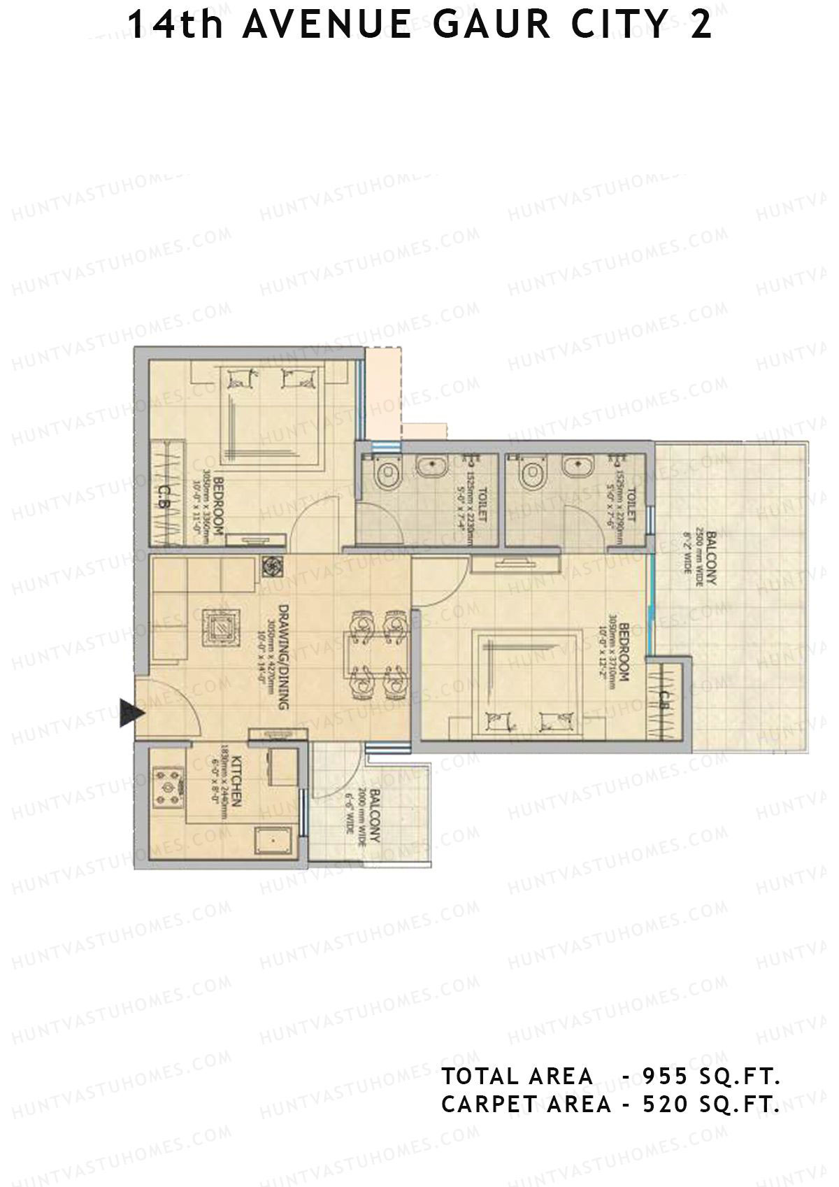 Gaur City 2 14Th Avenue BLOCK E Unit 34 Floor Plan