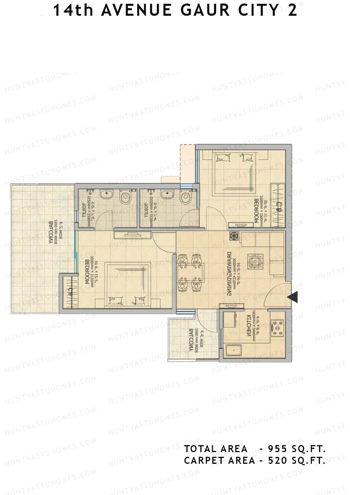 Gaur City 2 14Th Avenue BLOCK E Unit 37 Floor Plan