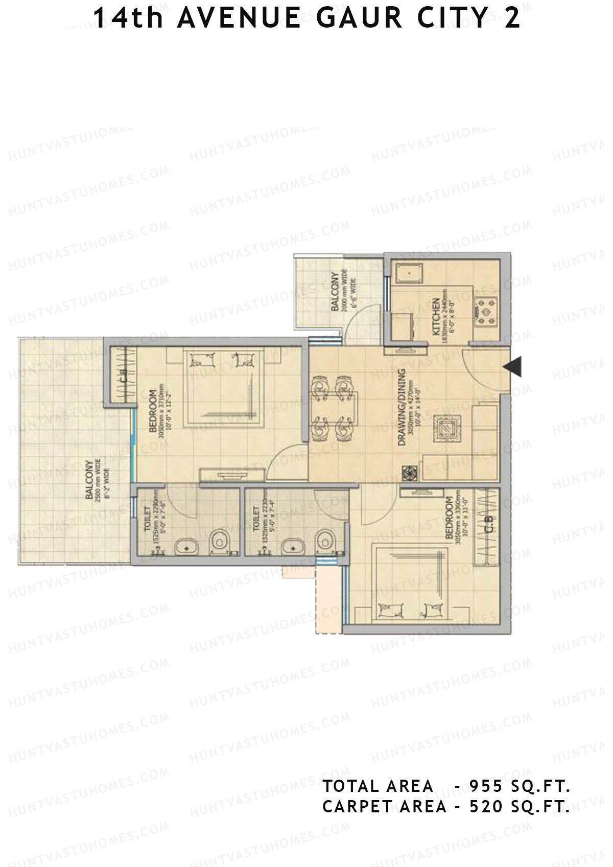 Gaur City 2 14Th Avenue BLOCK E Unit 38 Floor Plan