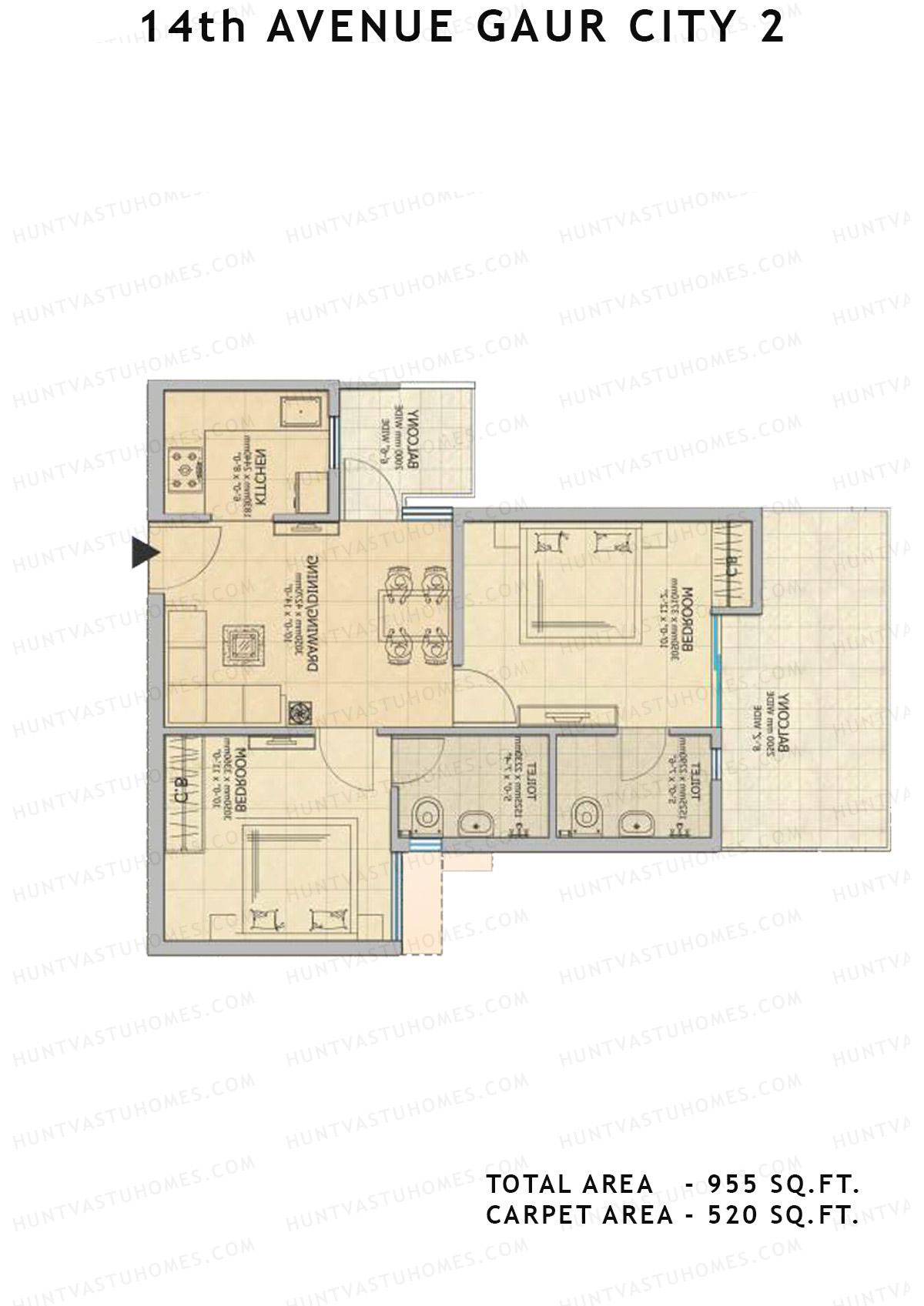 Gaur City 2 14Th Avenue BLOCK E Unit 41 Floor Plan