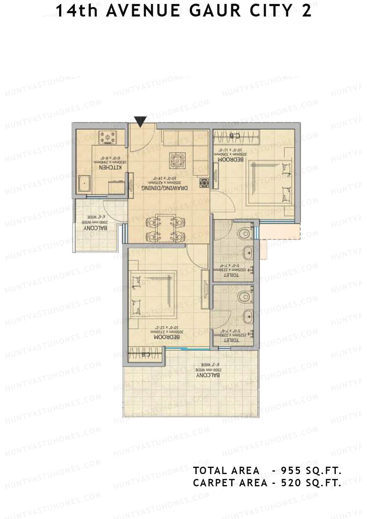 Gaur City 2 14Th Avenue BLOCK F Unit 42, 48 Floor Plan