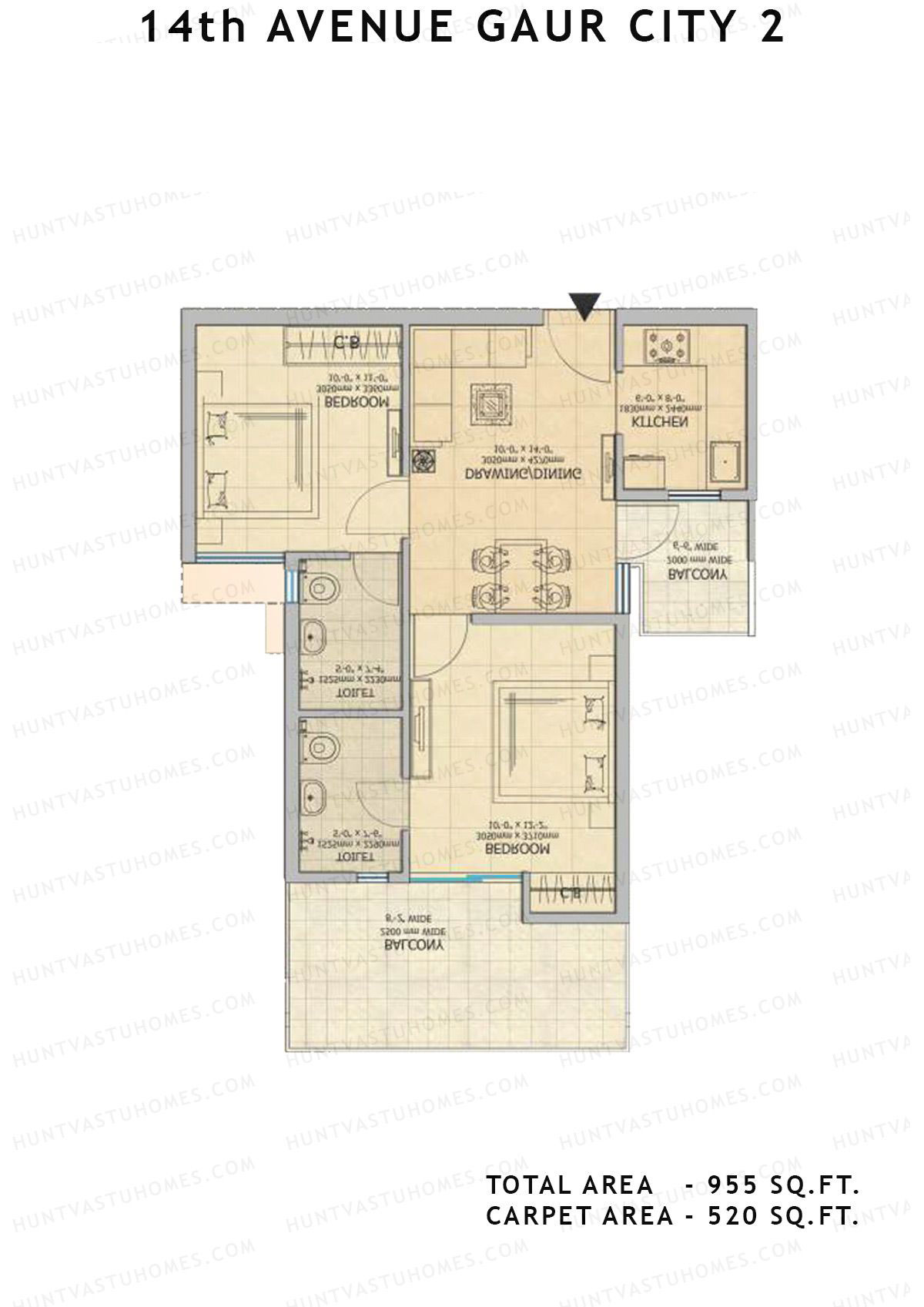 Gaur City 2 14Th Avenue BLOCK F Unit 43, 49 Floor Plan